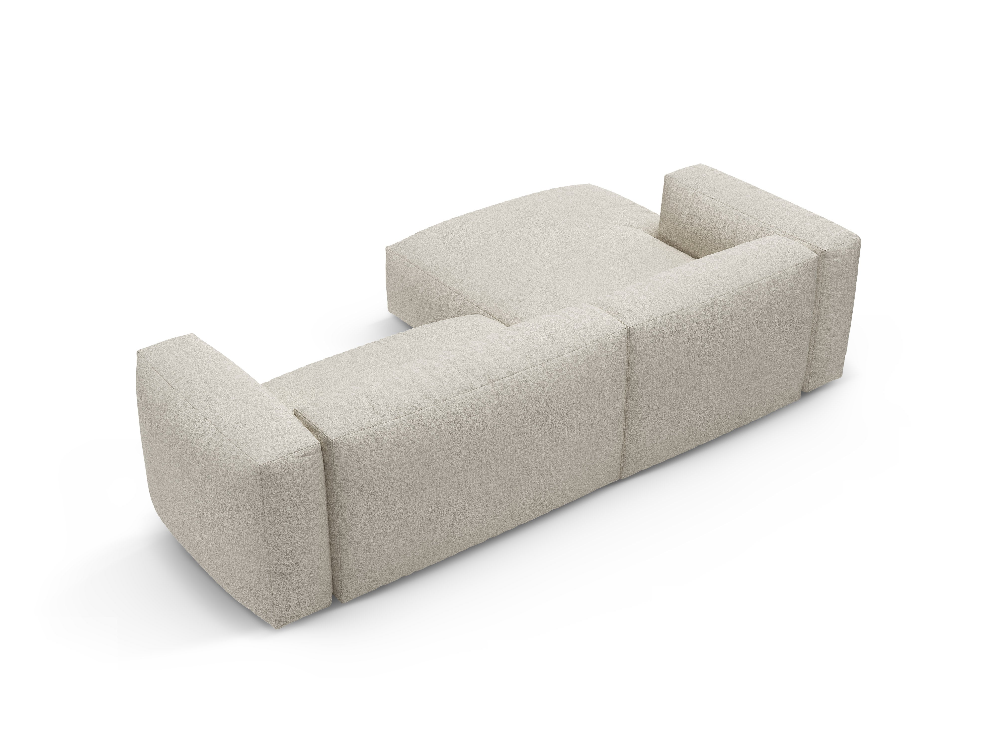 Links loungebank met slaapfunctie MARTINA beige boucle