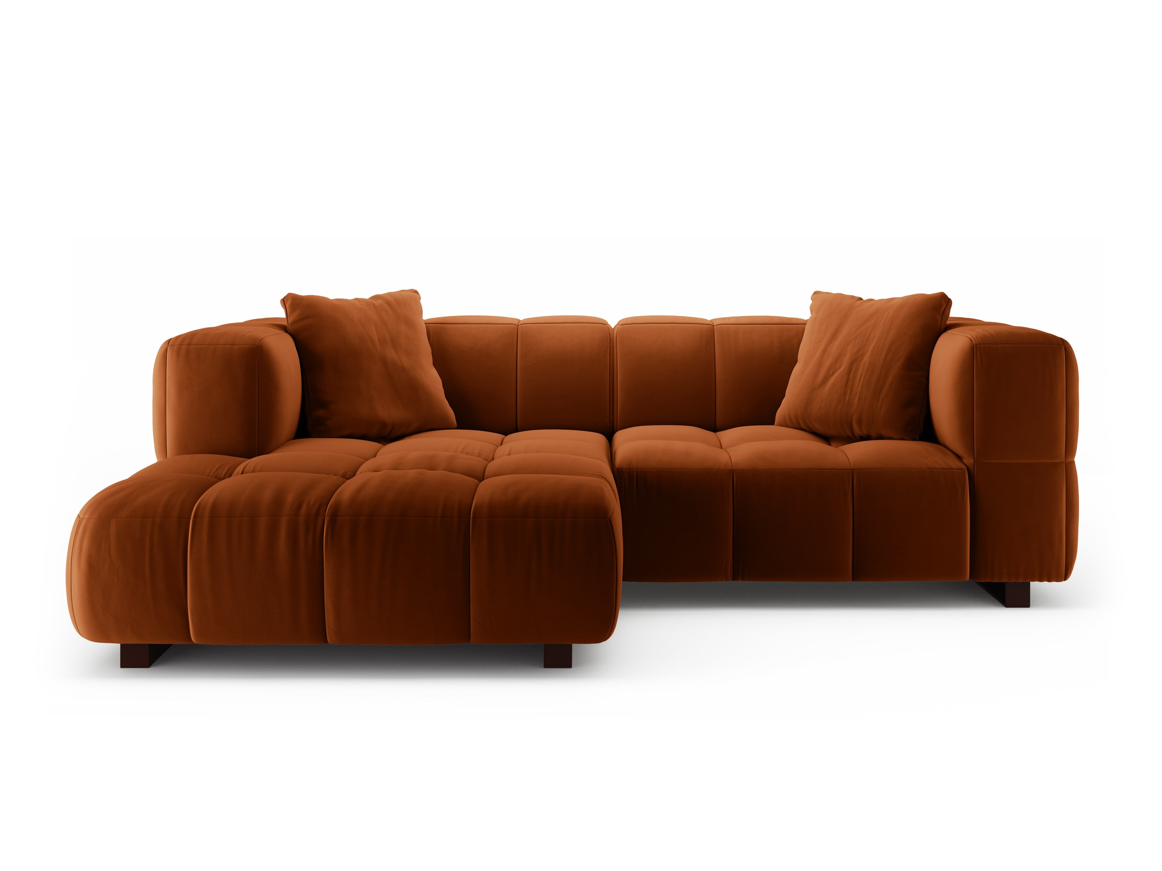 Velvet hoekbank links met slaapfunctie PUMA terracotta
