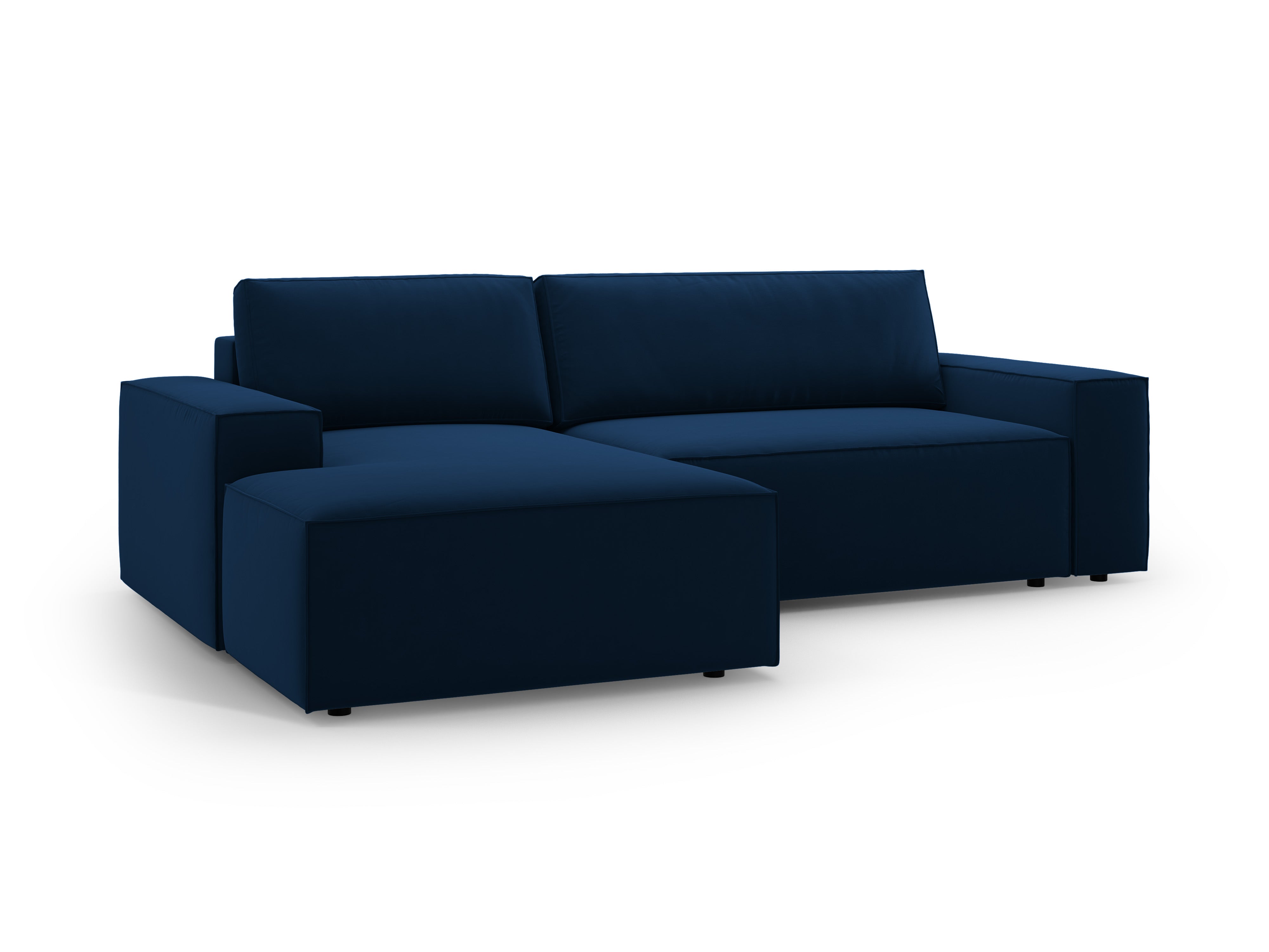 Samt-Ecksofa links mit Schlaffunktion JODIE königsblau