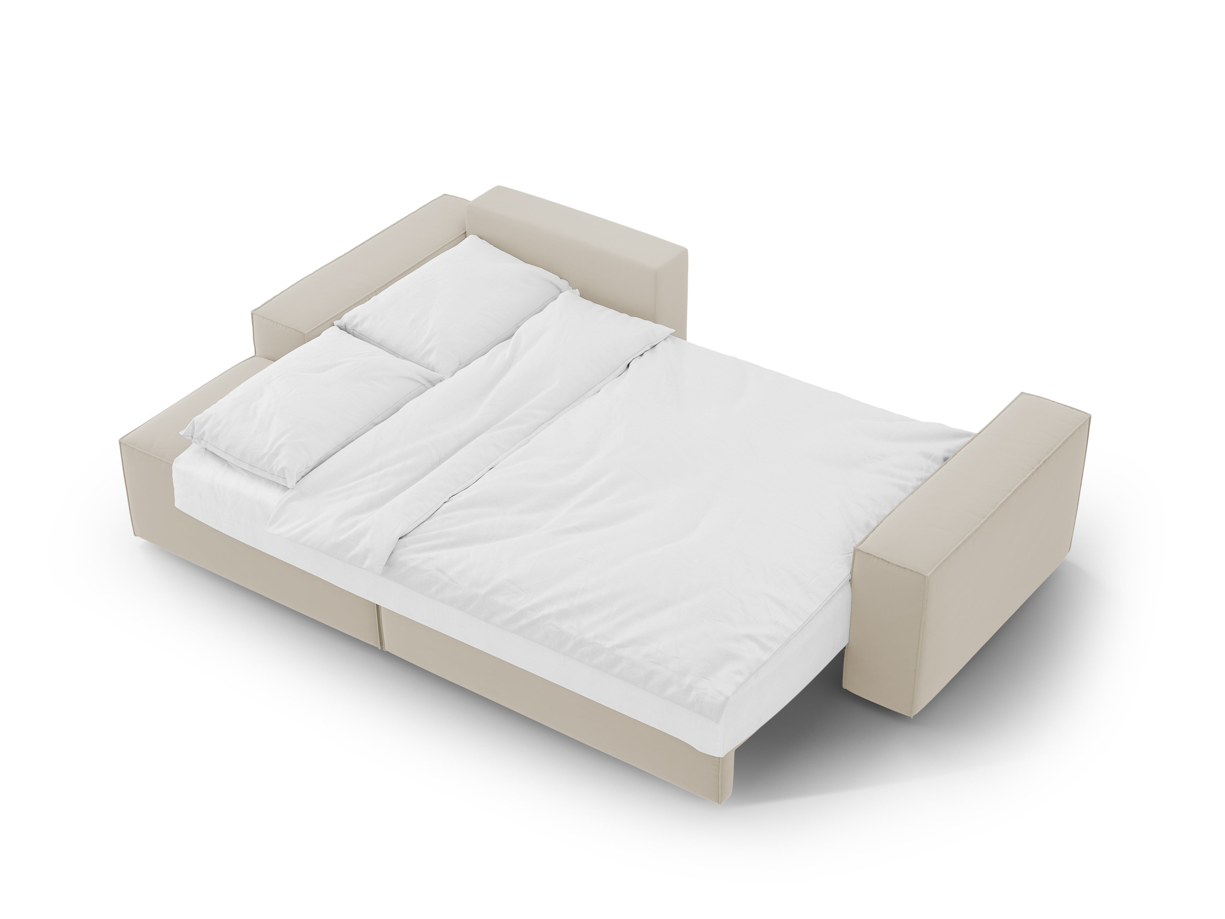 Samt-Ecksofa links mit Schlaffunktion JODIE dunkelbeige