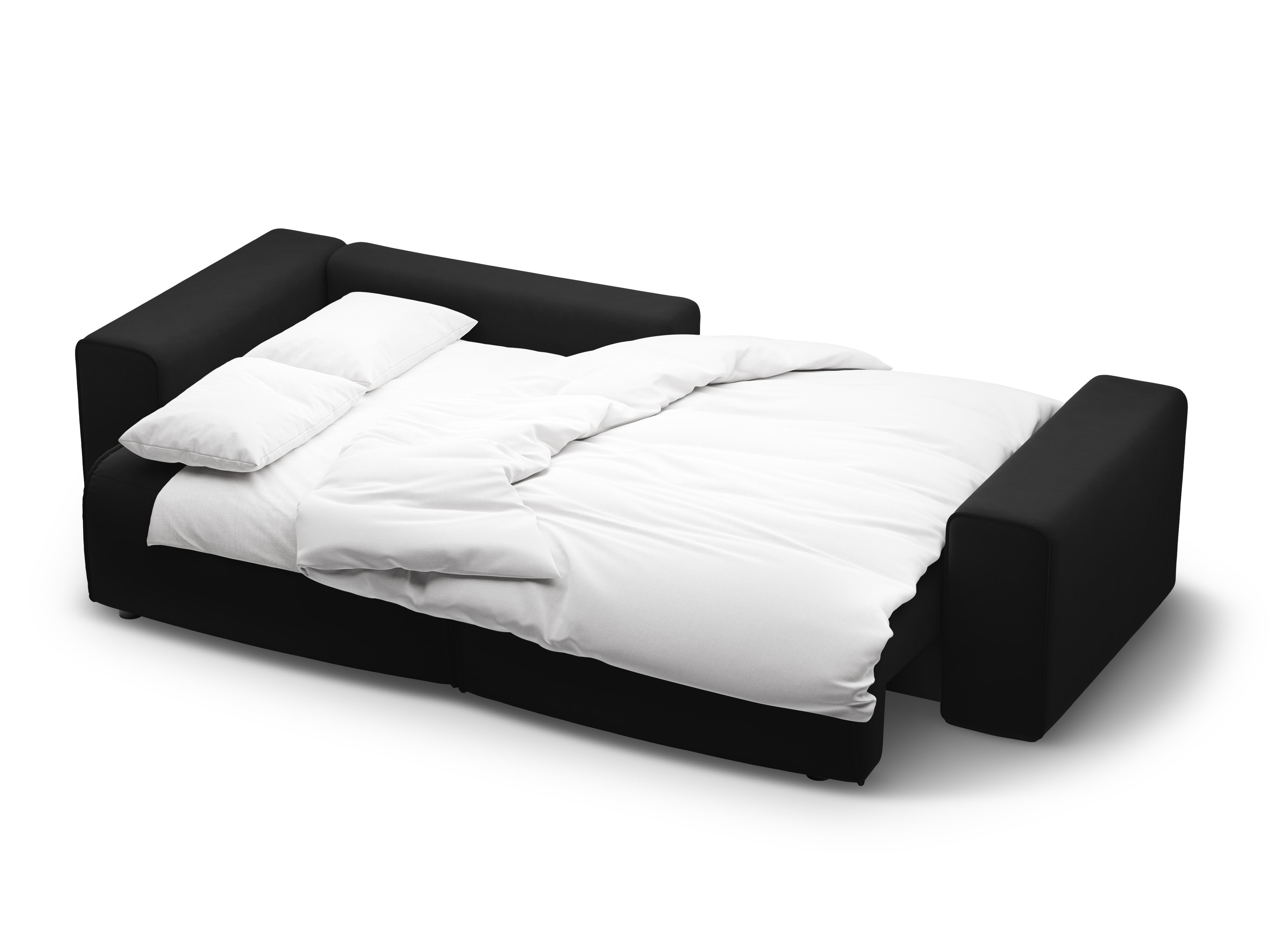 Samt-Ecksofa linksseitig 3-sitzig mit Schlaffunktion VICTOR schwarz