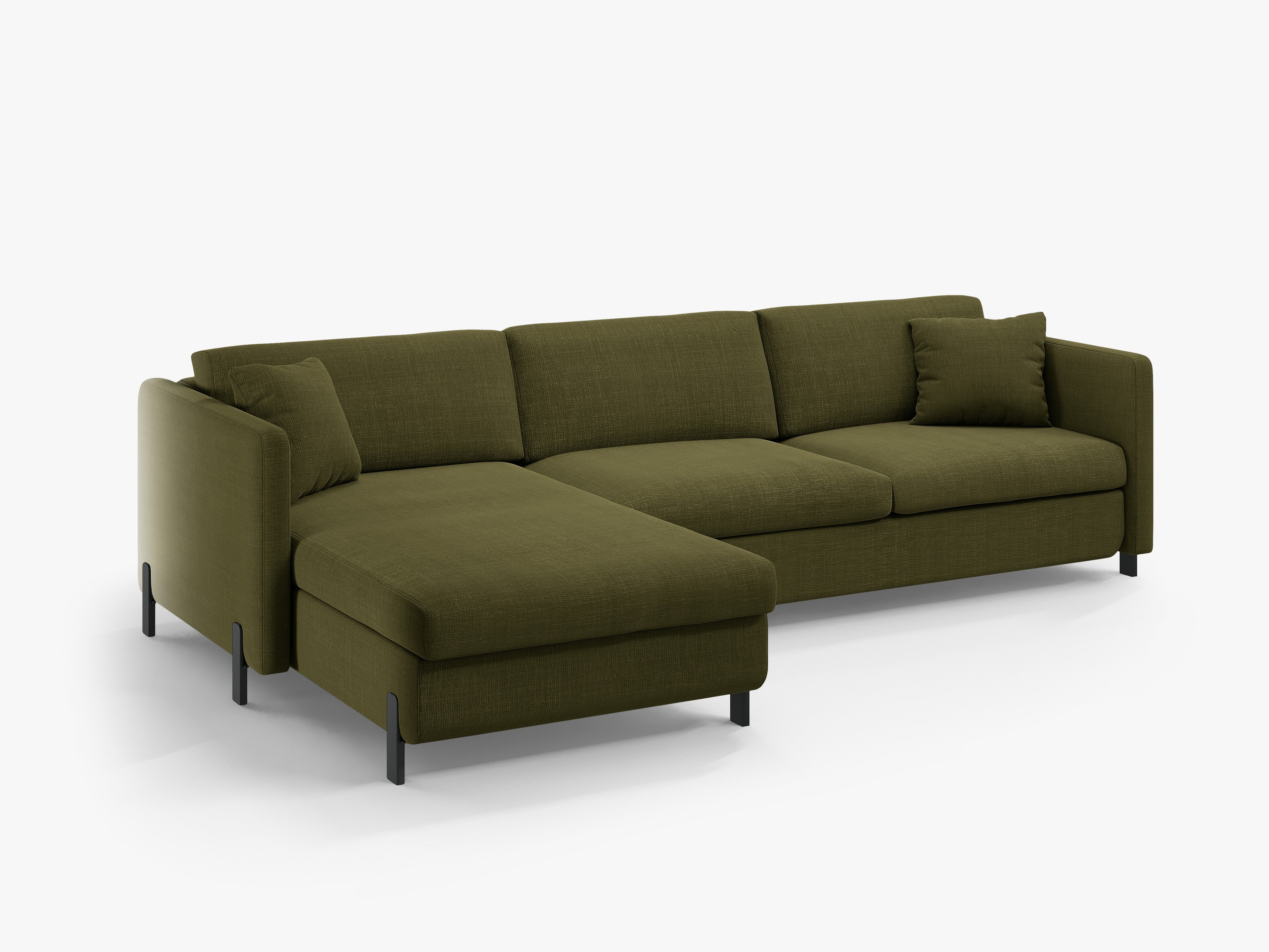 Left-sided corner sofa for 4 people with sleeping function GLORIA green chenille