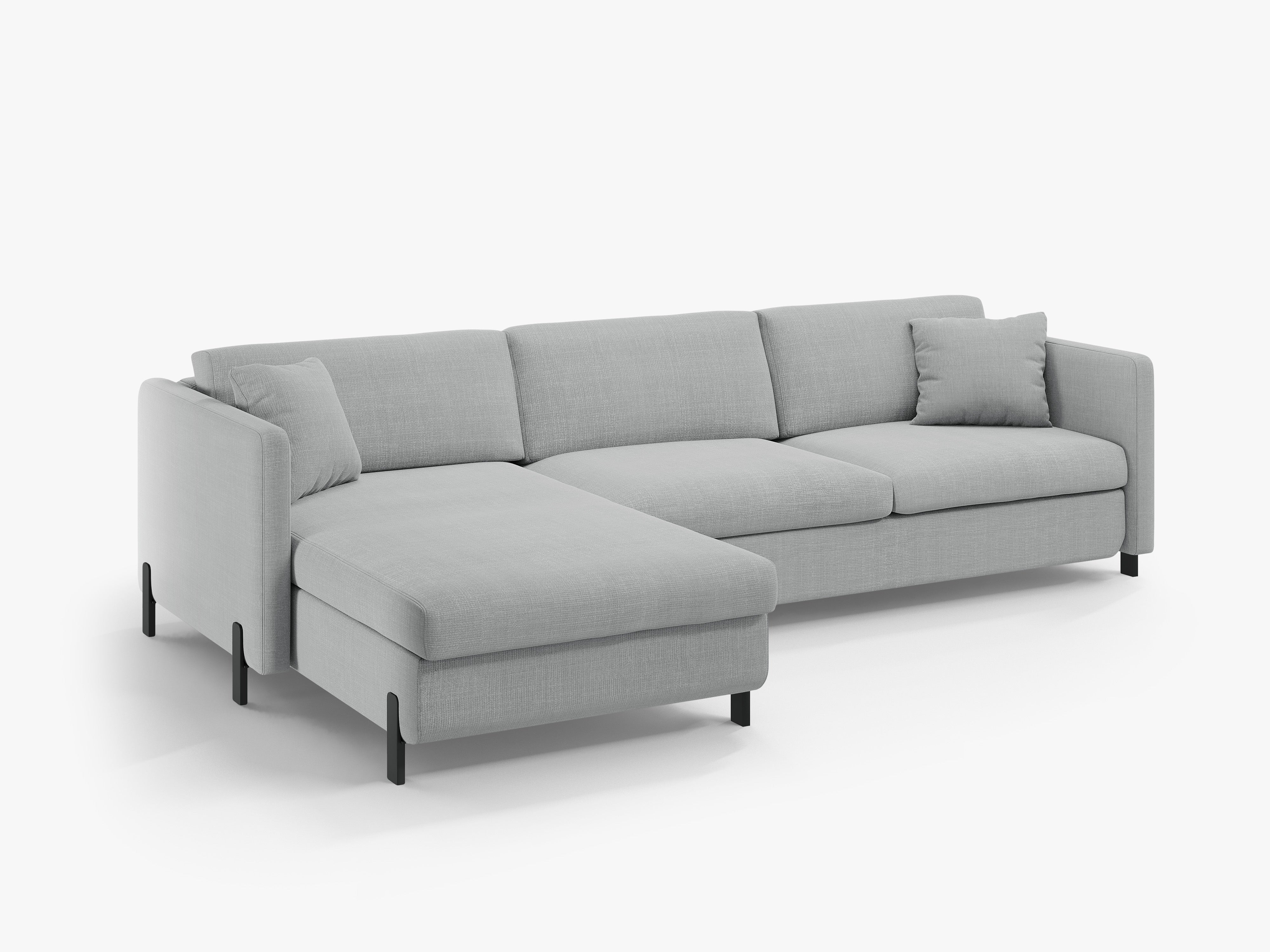 Left-sided corner sofa for 4 people with sleeping function GLORIA light gray chenille
