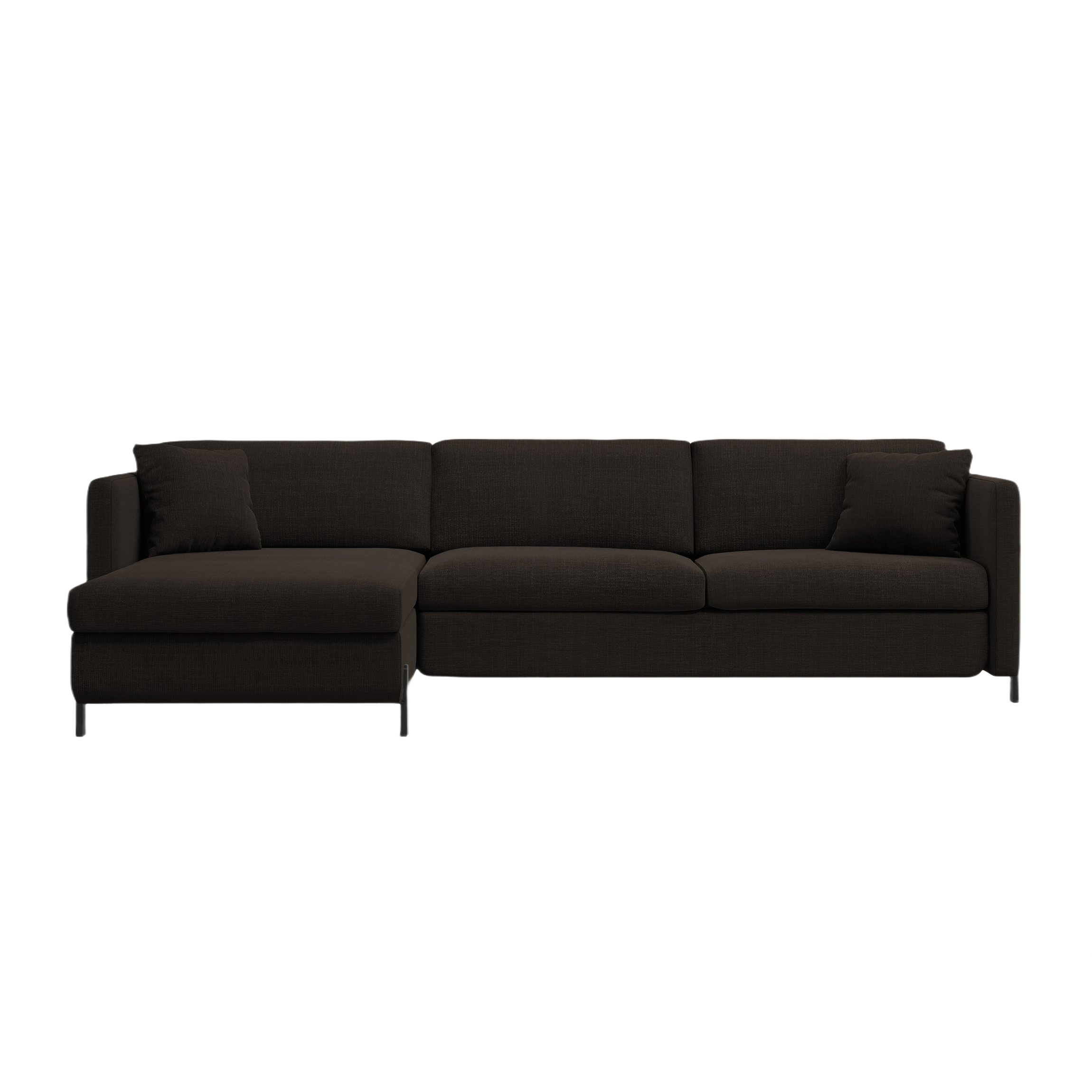 Linksseitiges 4-Sitzer Schlafsofa GLORIA in dunkelgrauem Chenille