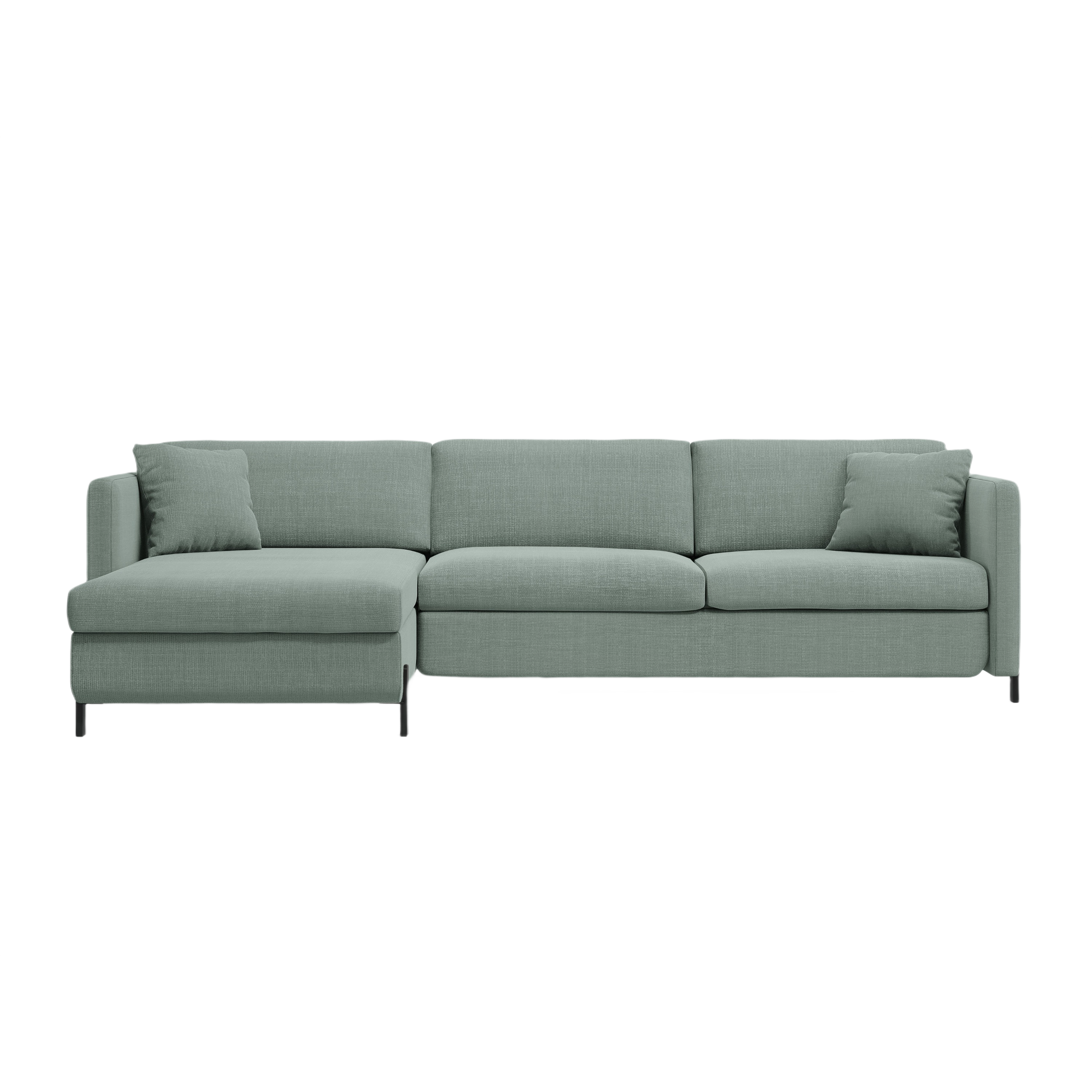 Linksseitiges 4-Sitzer-Sofa mit Schlaffunktion GLORIA in mintgrünem Chenille
