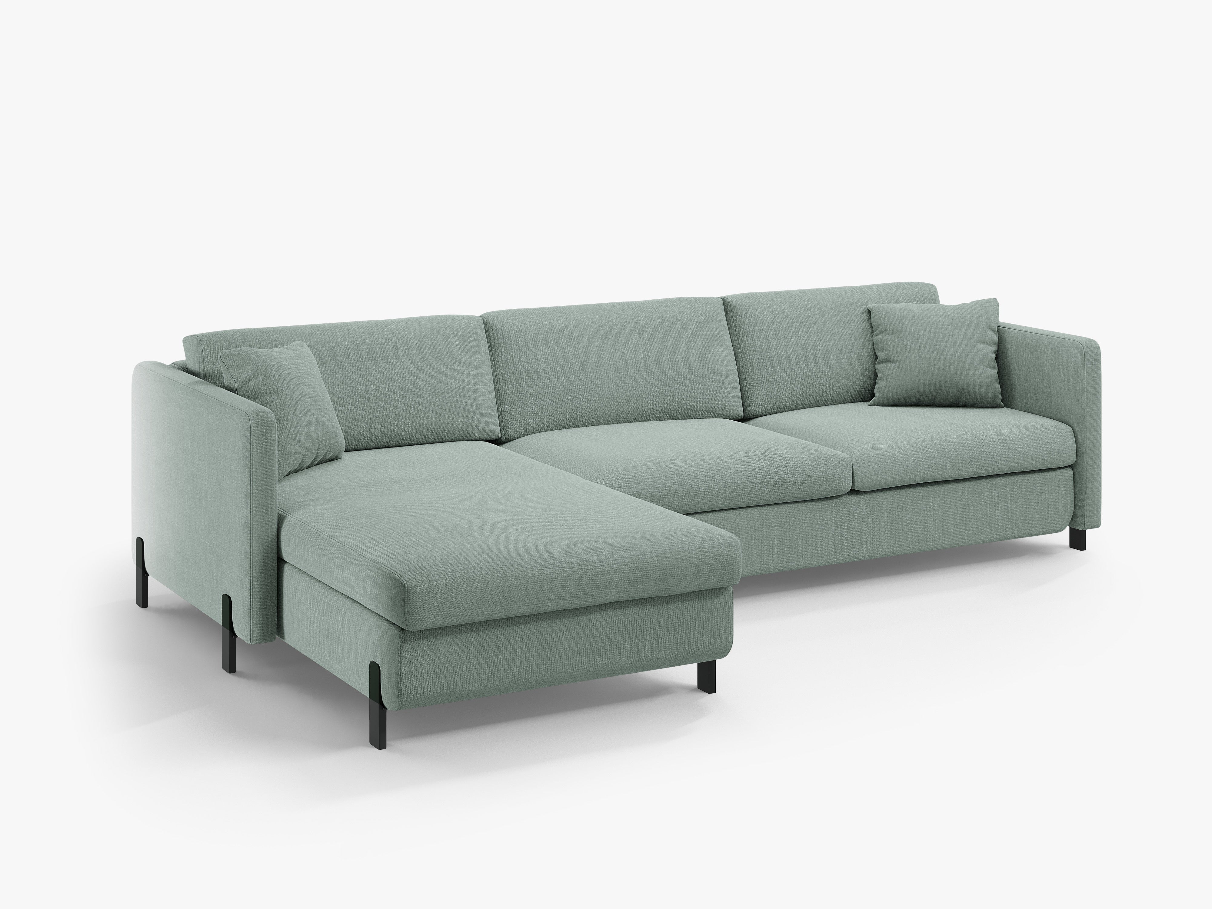 Linksseitiges 4-Sitzer-Sofa mit Schlaffunktion GLORIA in mintgrünem Chenille