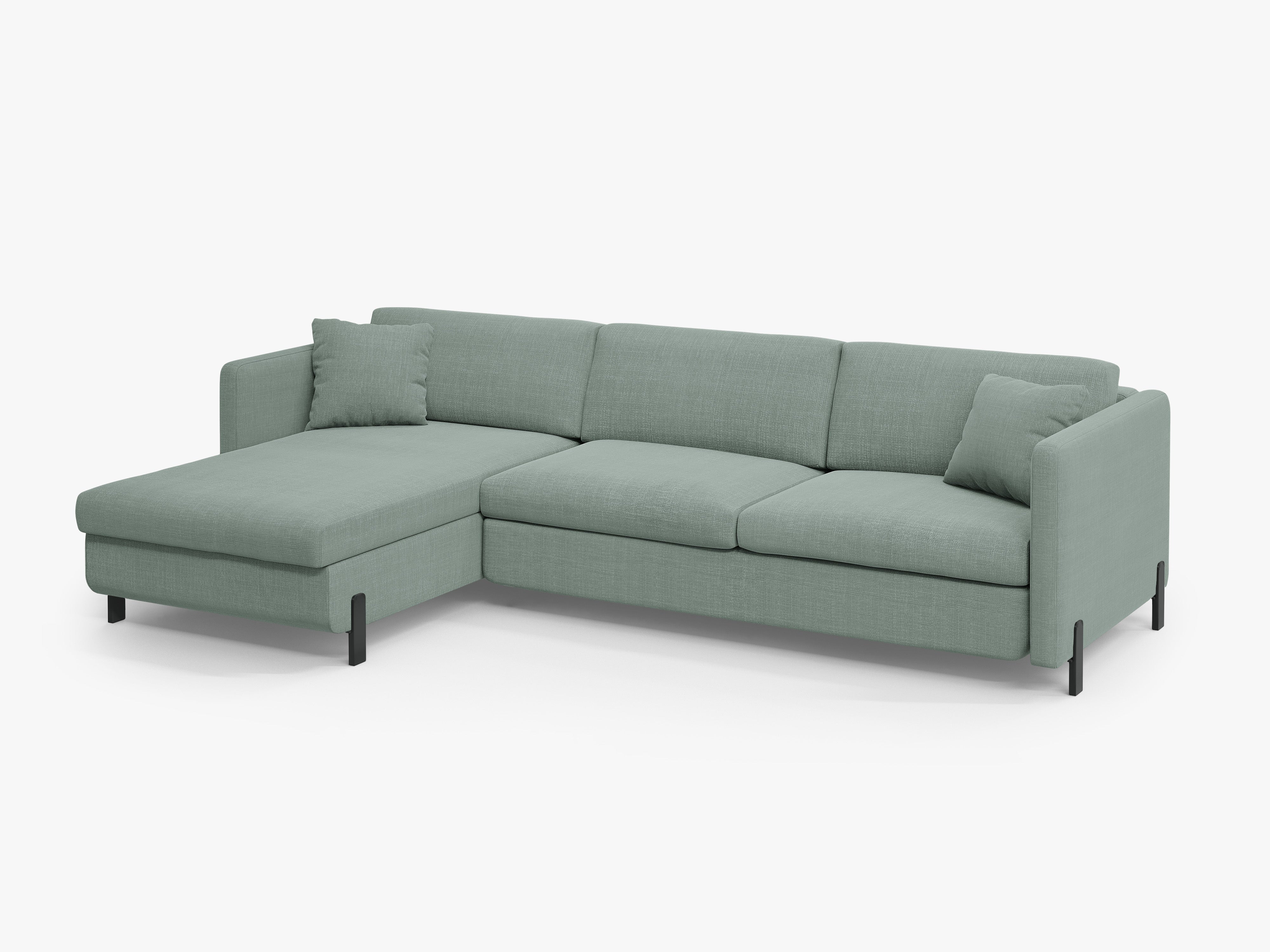 Linksseitiges 4-Sitzer-Sofa mit Schlaffunktion GLORIA in mintgrünem Chenille