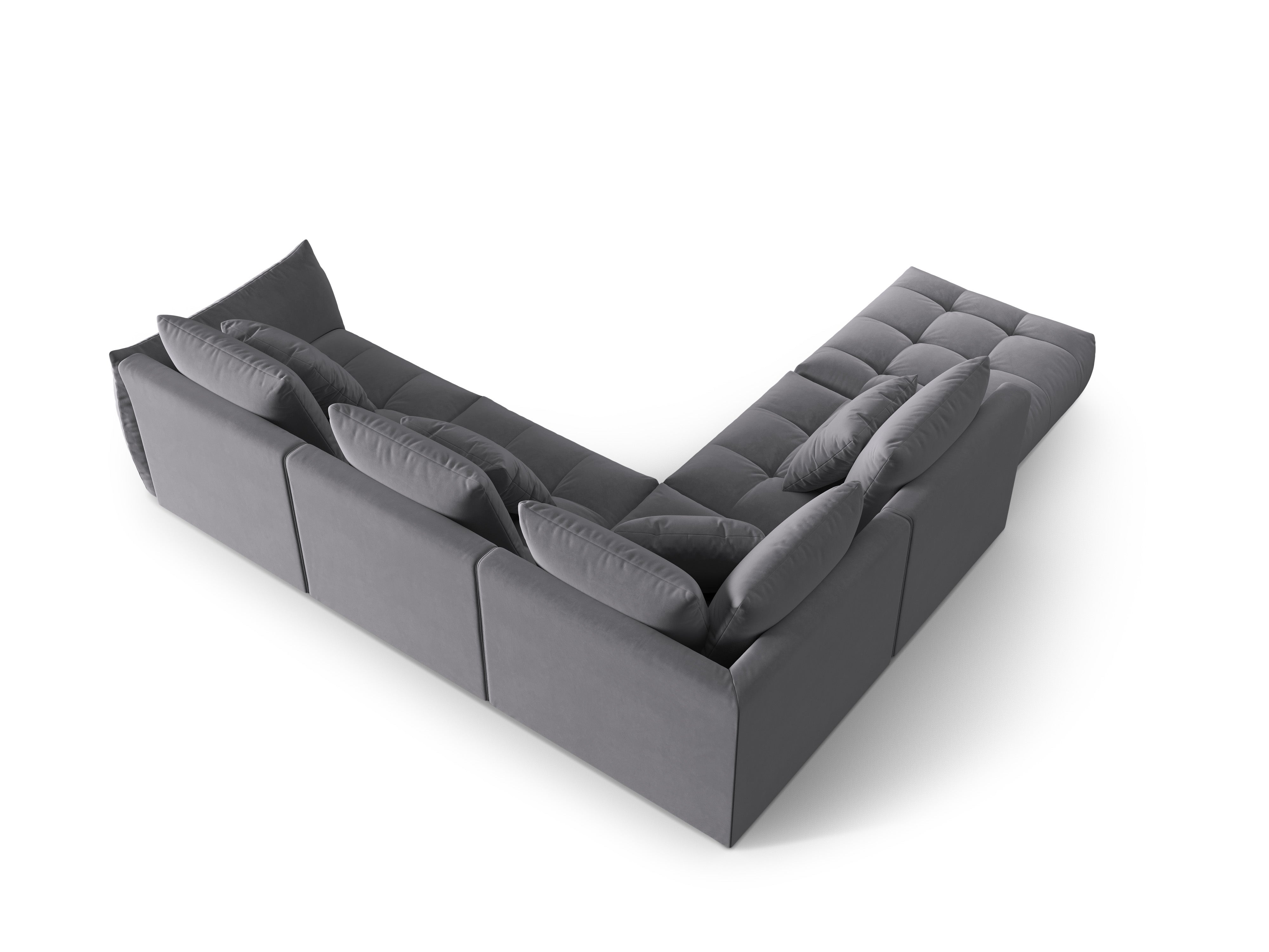 Modulares Samtsofa für 4 Personen, linksseitig, BLOOM, dunkelgrau