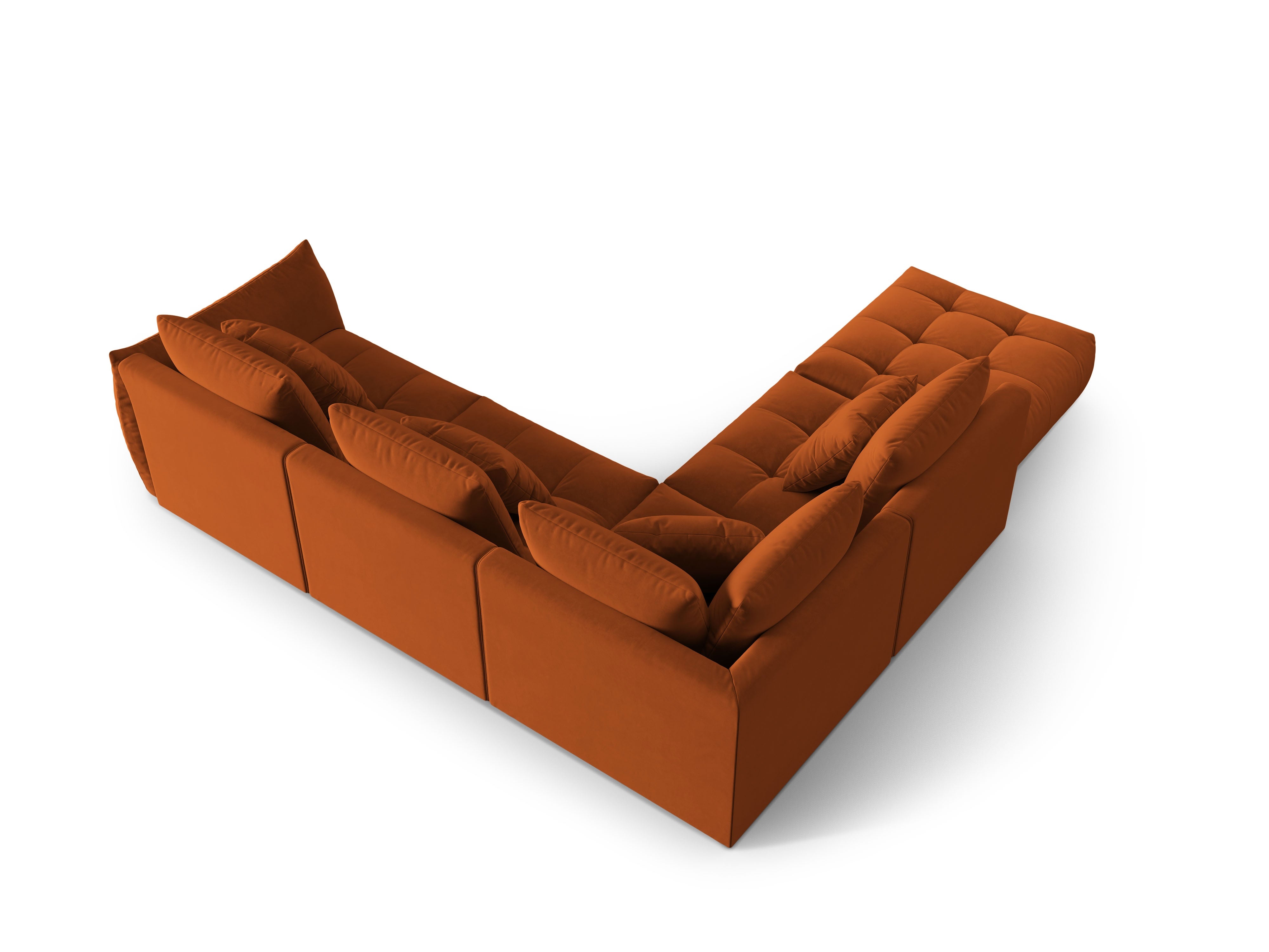 Modulares Samtsofa für 4 Personen, linksseitig, BLOOM terrakotta