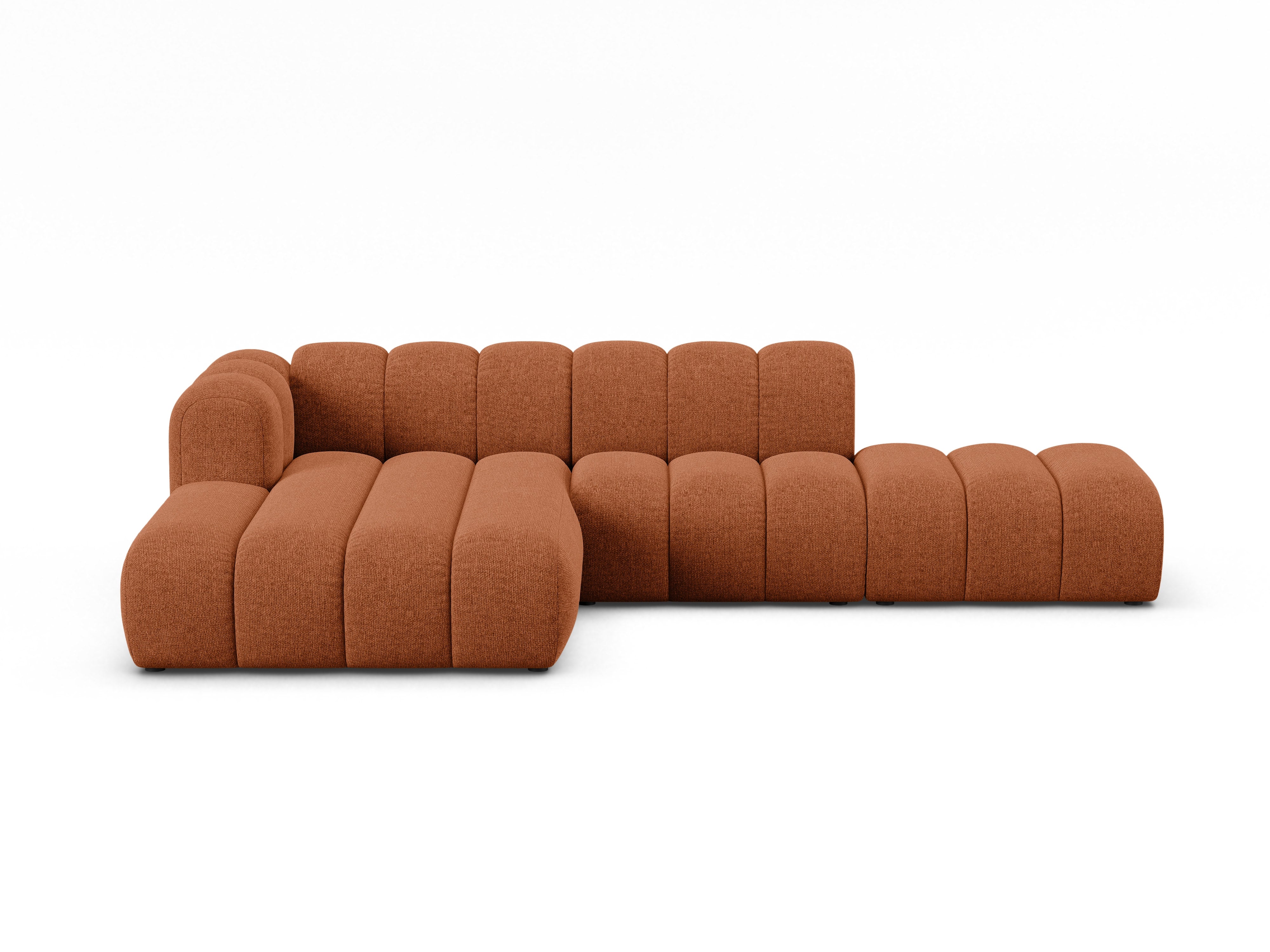 Hoekbank voor 5 personen, links LUPINE, baksteen kleur, chenille