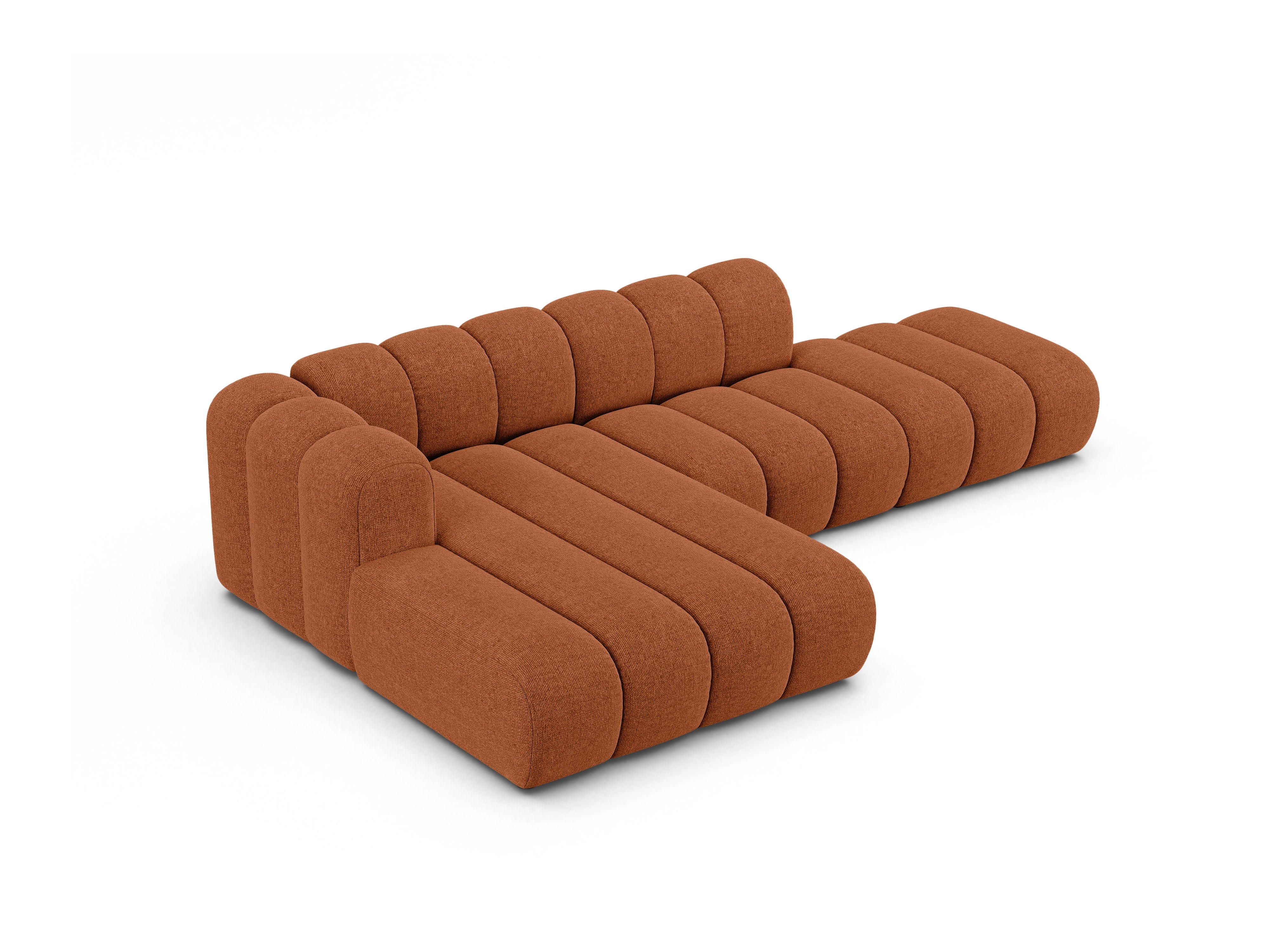 Hoekbank voor 5 personen, links LUPINE, baksteen kleur, chenille