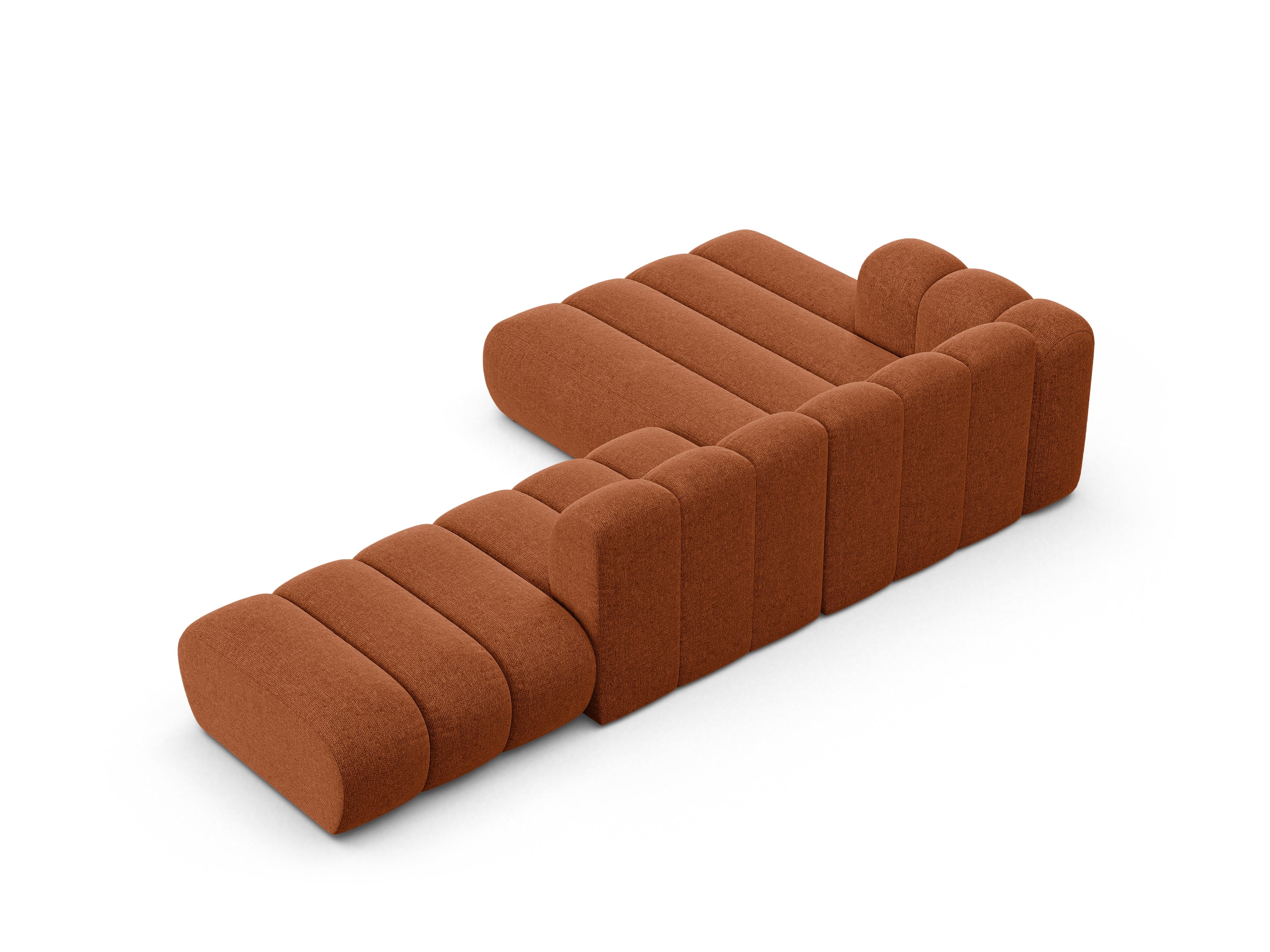 Hoekbank voor 5 personen, links LUPINE, baksteen kleur, chenille