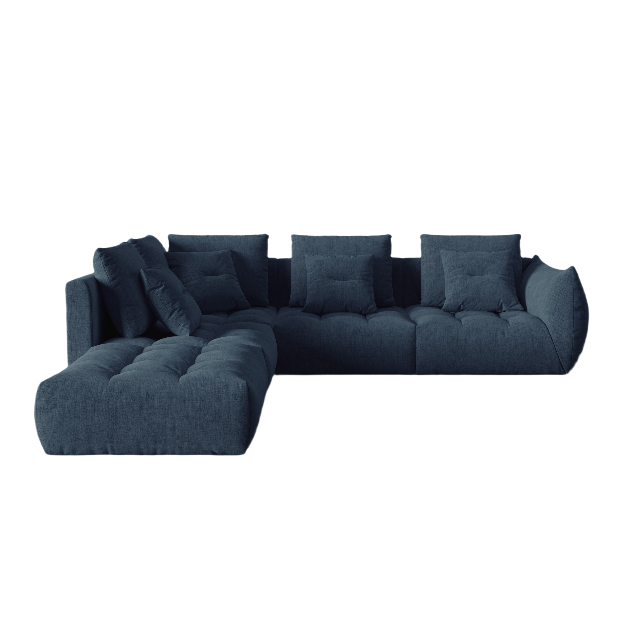 Modulares Ecksofa für 4 Personen, links, BLOOM, dunkelblauer Chenille