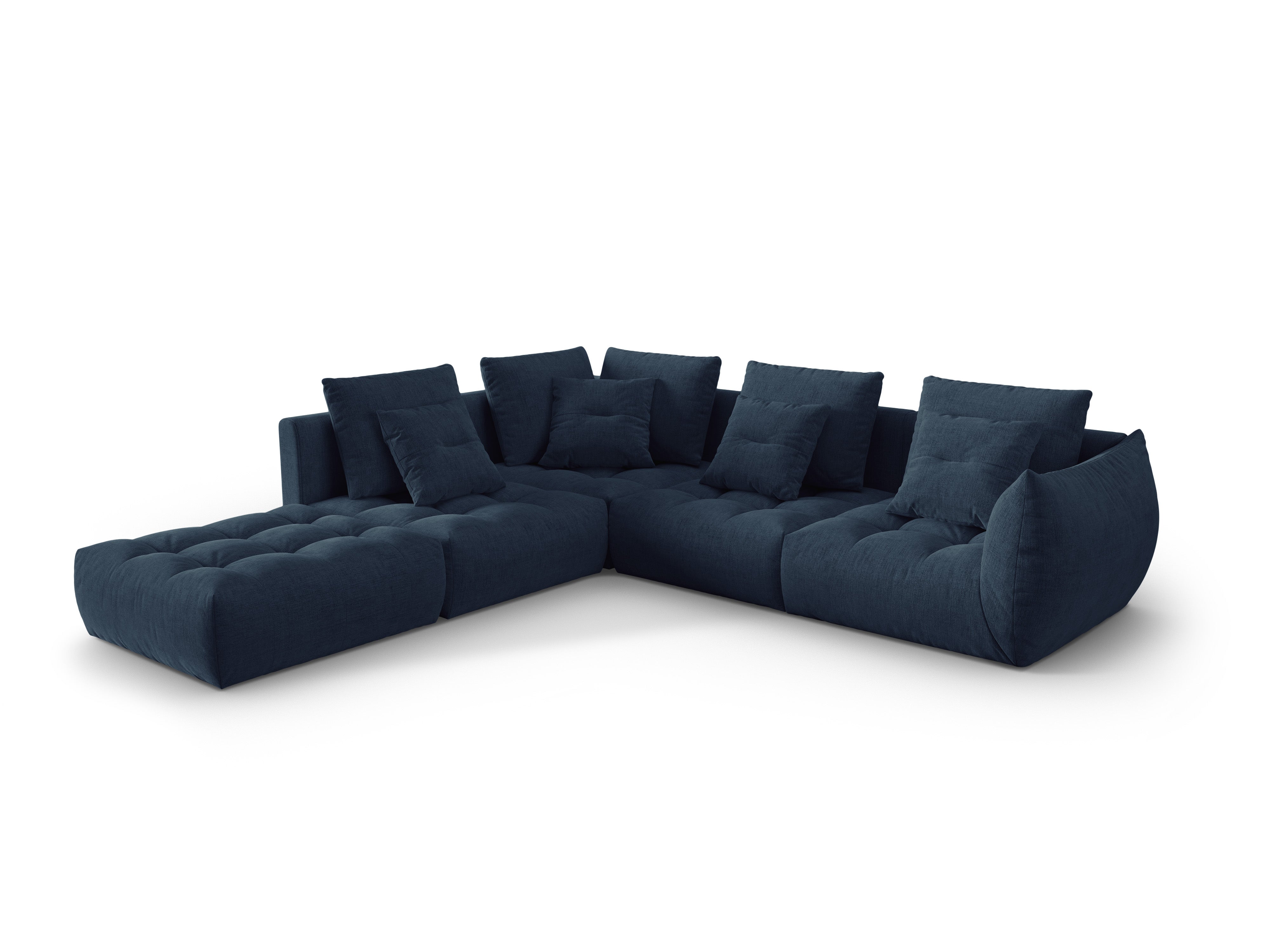 Modulares Ecksofa für 4 Personen, links, BLOOM, dunkelblauer Chenille