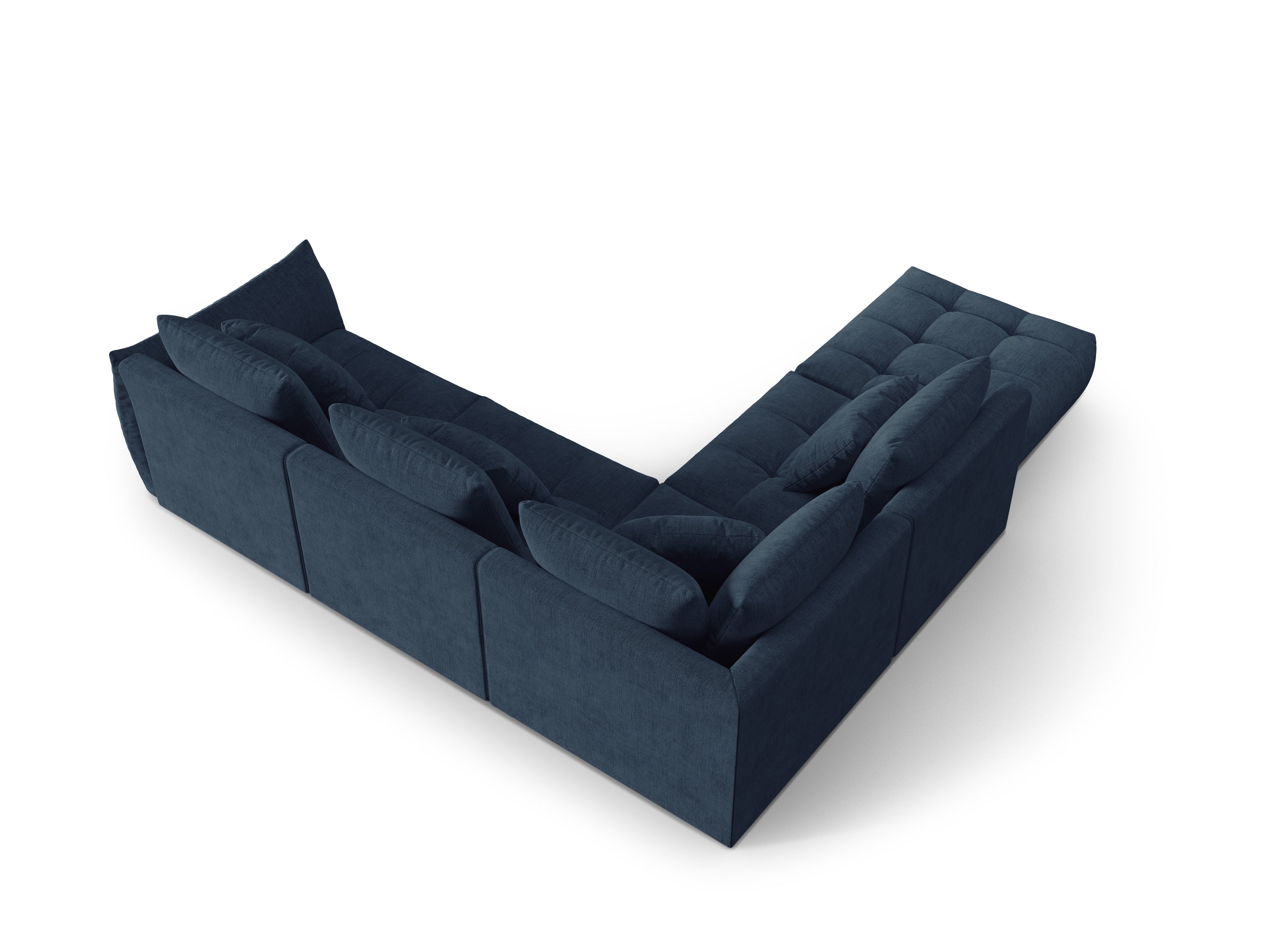 Modulares Ecksofa für 4 Personen, links, BLOOM, dunkelblauer Chenille