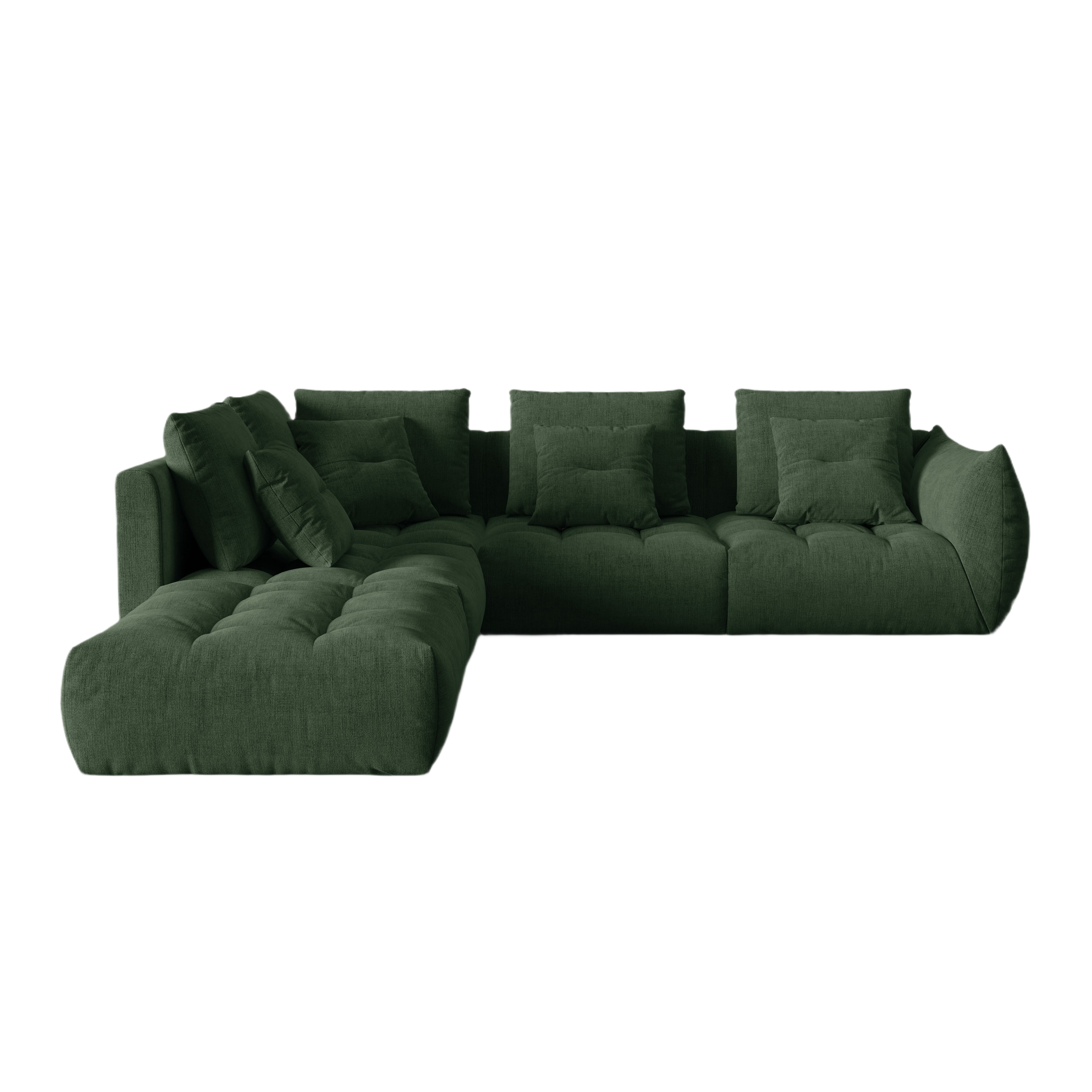 Modulaire hoekbank voor 4 personen, links, BLOOM, groene chenille