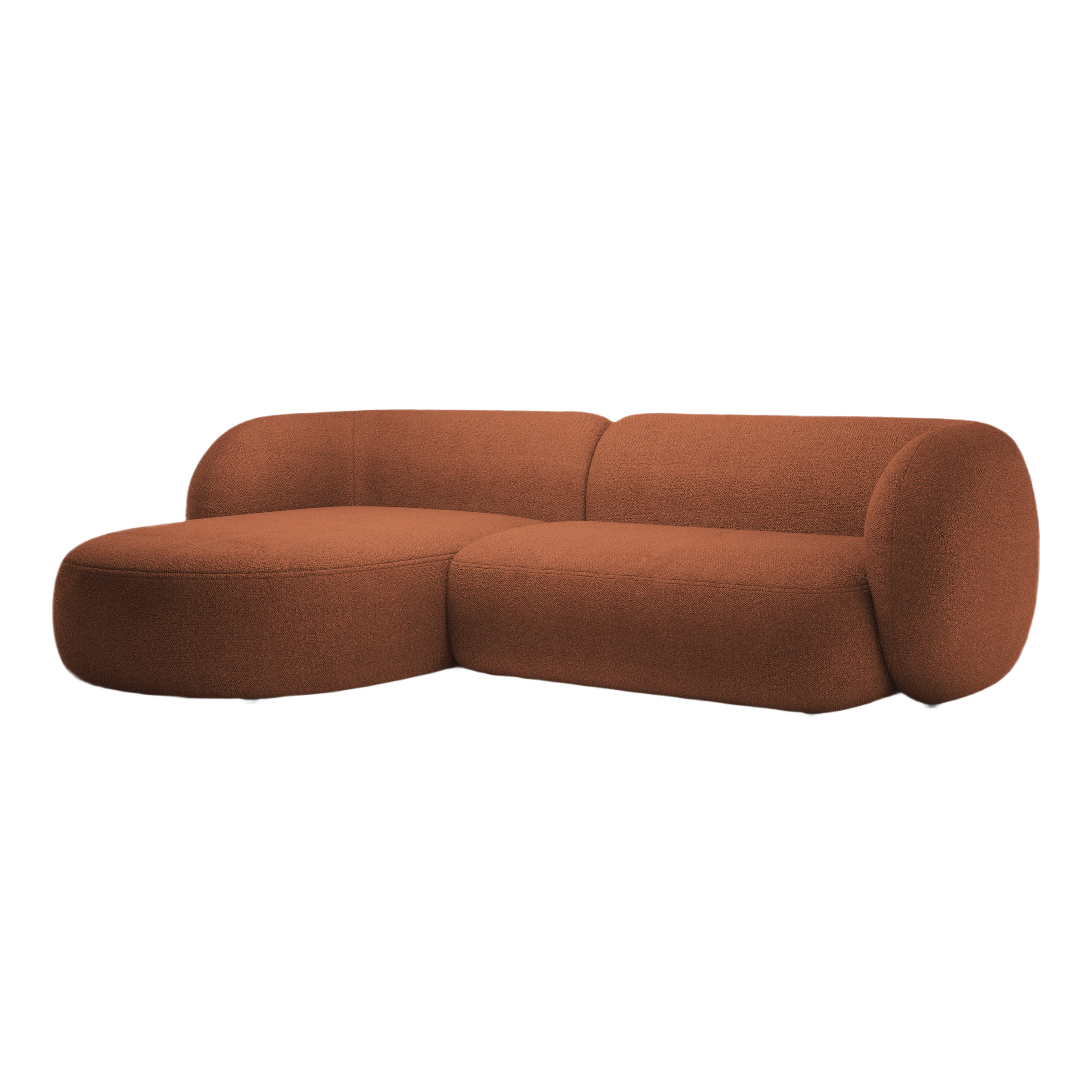 Left-facing 3-seater Corner Sofa KATE terracotta boucle