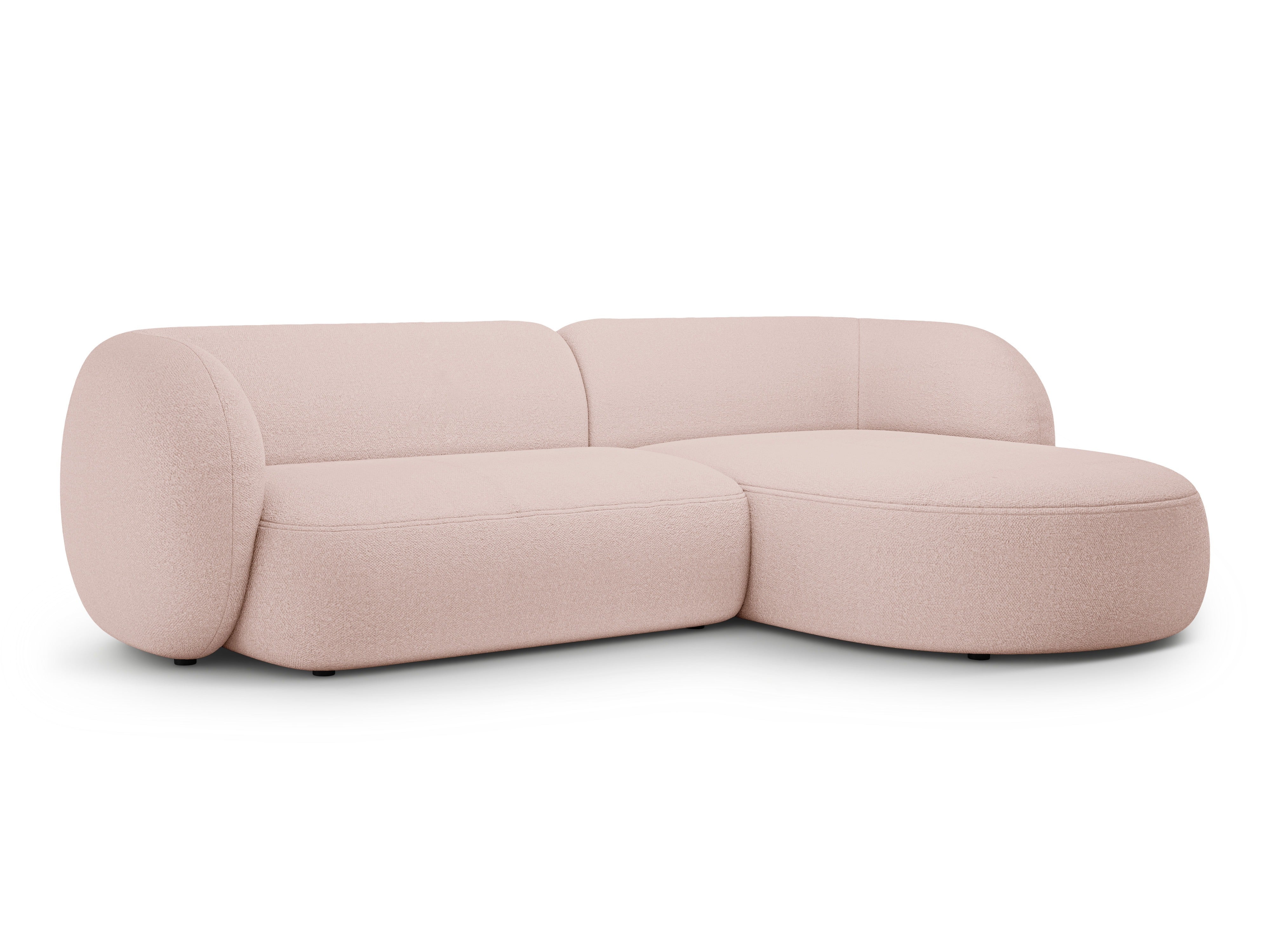 Right-facing 3-seater sofa KATE pink boucle
