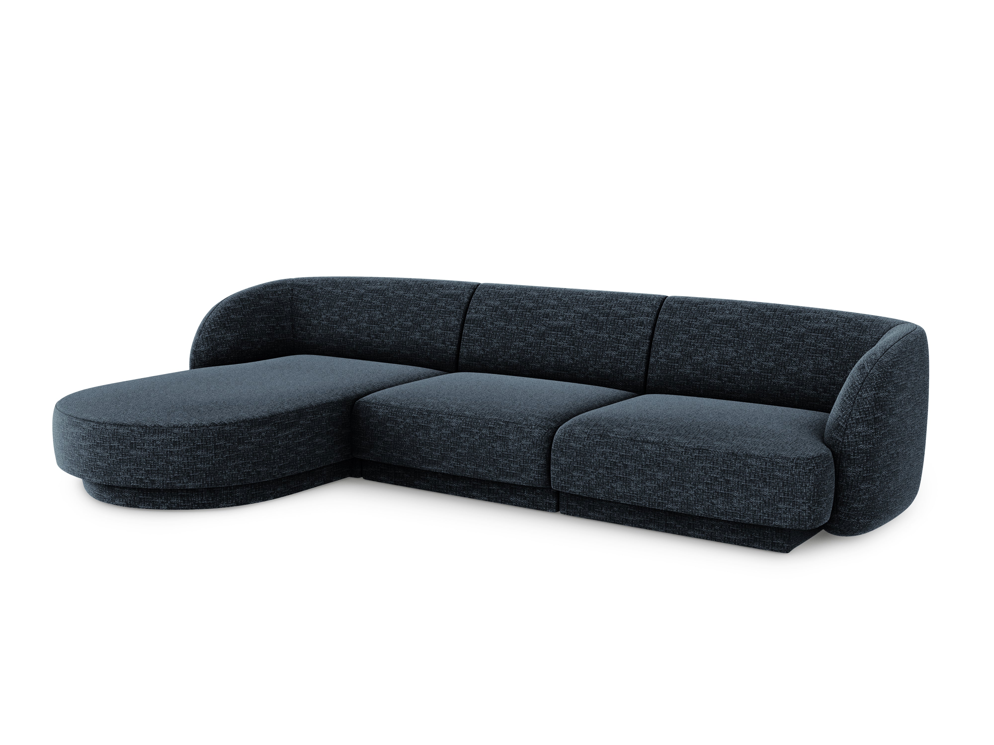 Narożnik 4-osobowy w tkaninie szenilowej lewostronny MILEY granatowy Micadoni Eye on Design