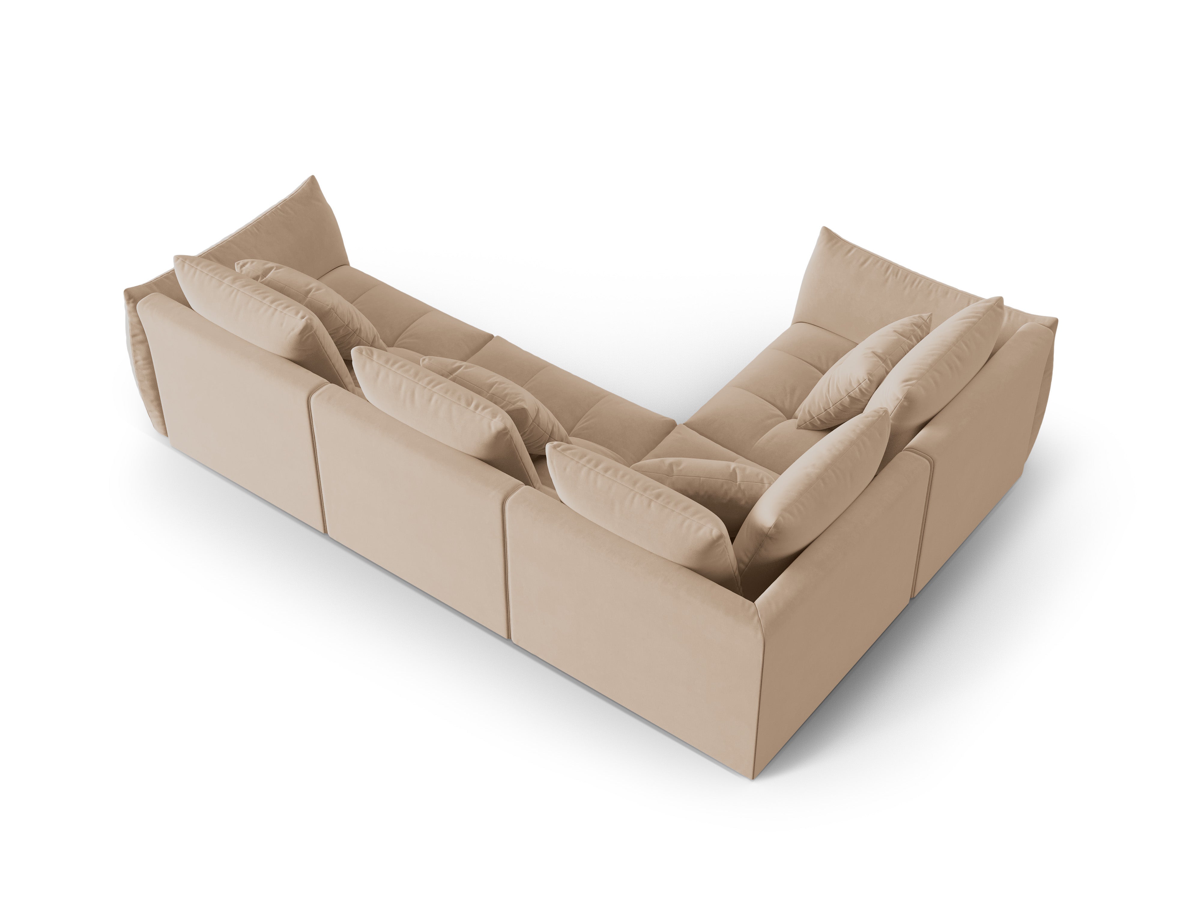 Samtmodularer 3-Sitzer linksseitiger BLOOM in Sandfarbe