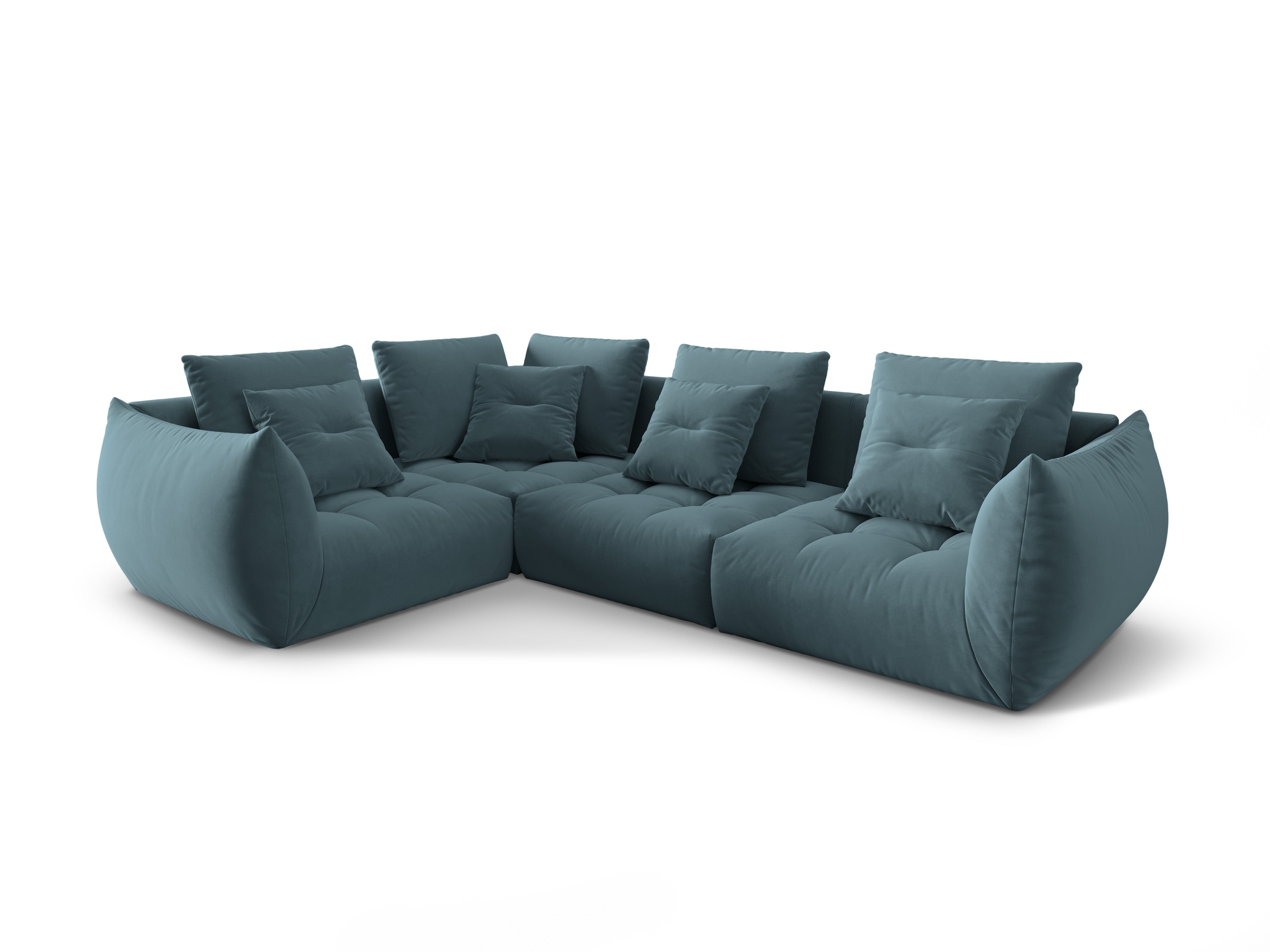 Modulares Samtsofa für 3 Personen linksseitig BLOOM hellblau