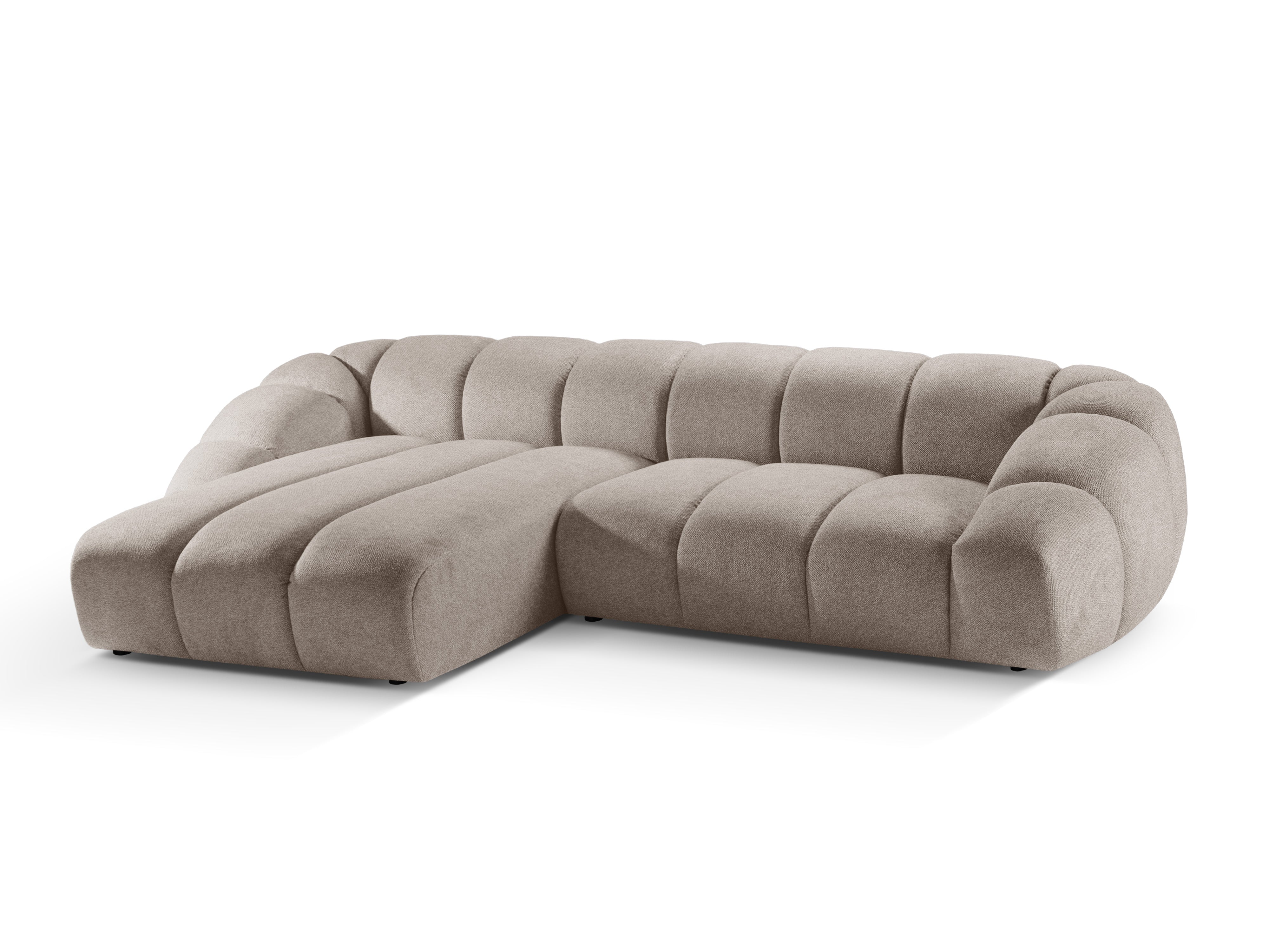 Left-facing 4-seater corner sofa DIANA dark beige chenille