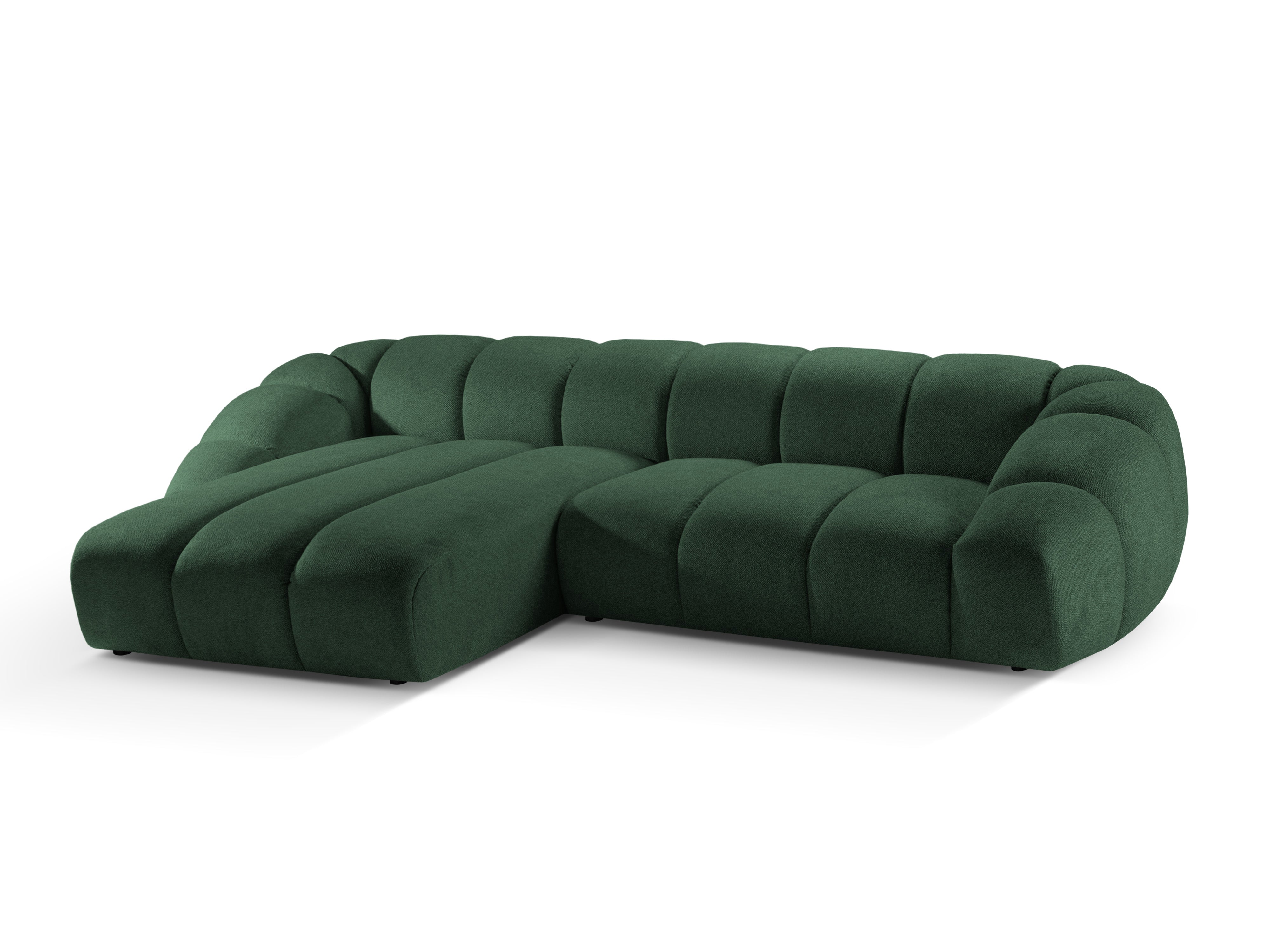 4-seater left-facing corner sofa DIANA dark green chenille