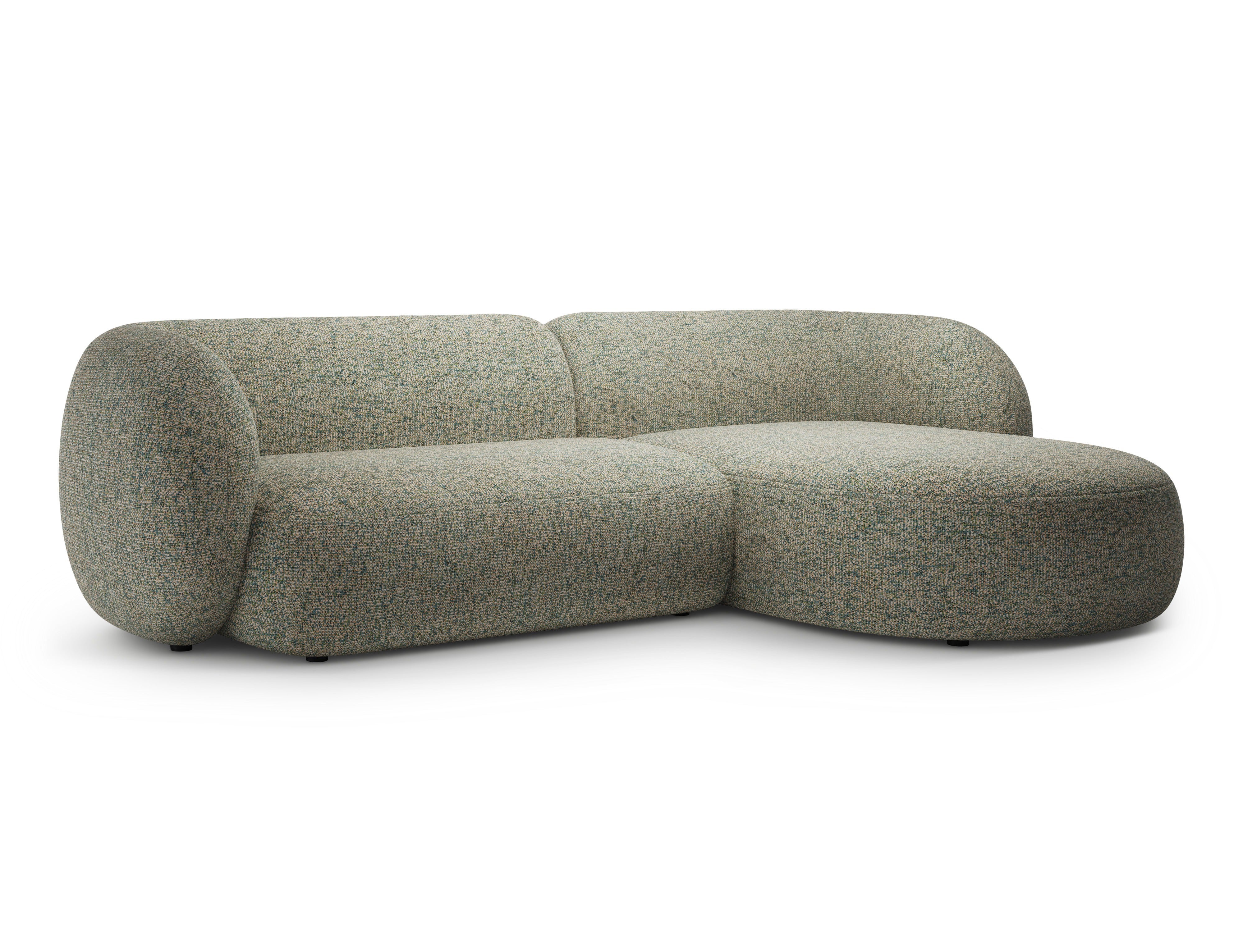Right-facing 3-seater corner sofa KATE light green mélange