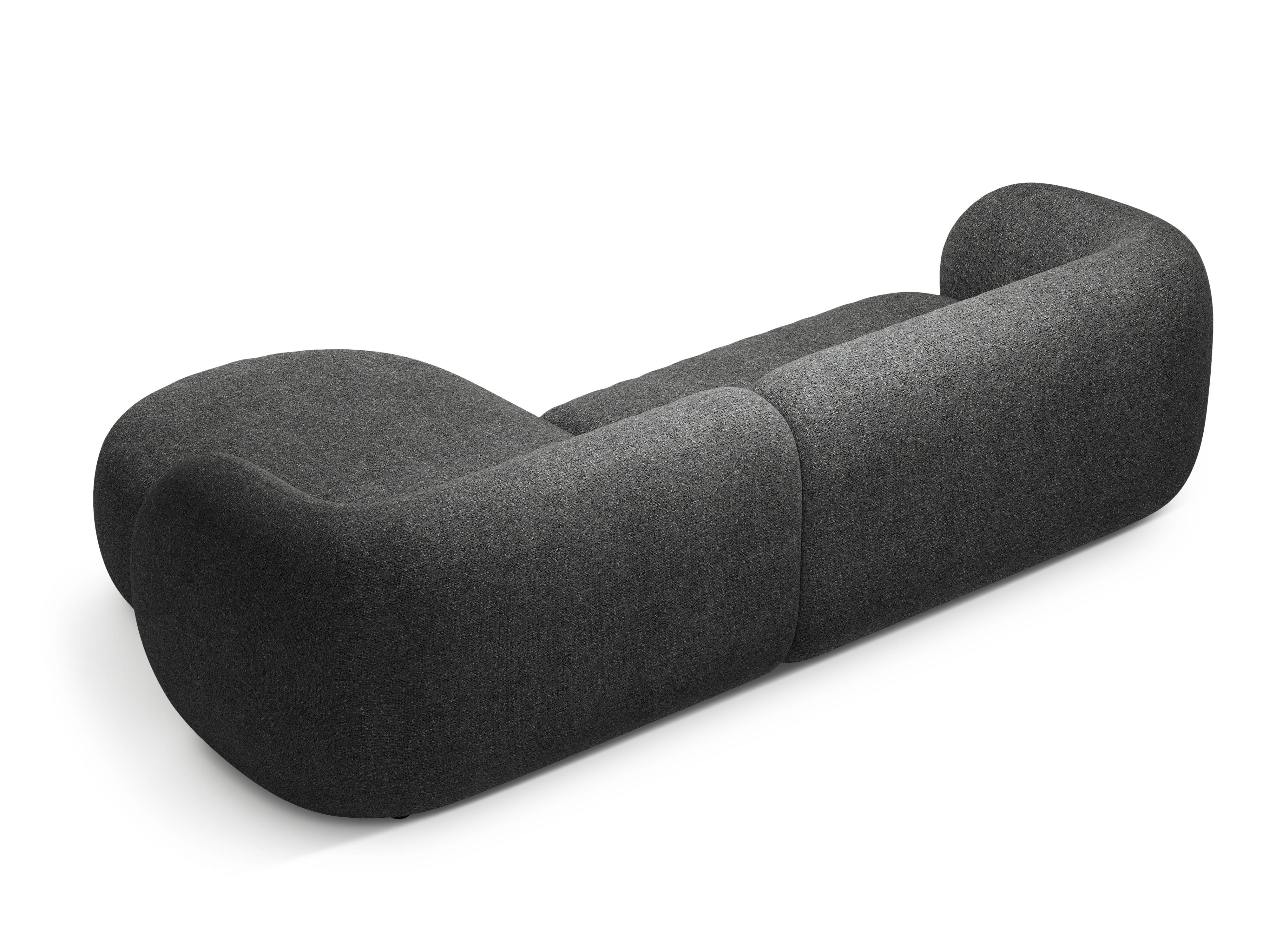 Rechthoekige 3-zits hoekbank KATE donkergrijs gemêleerd