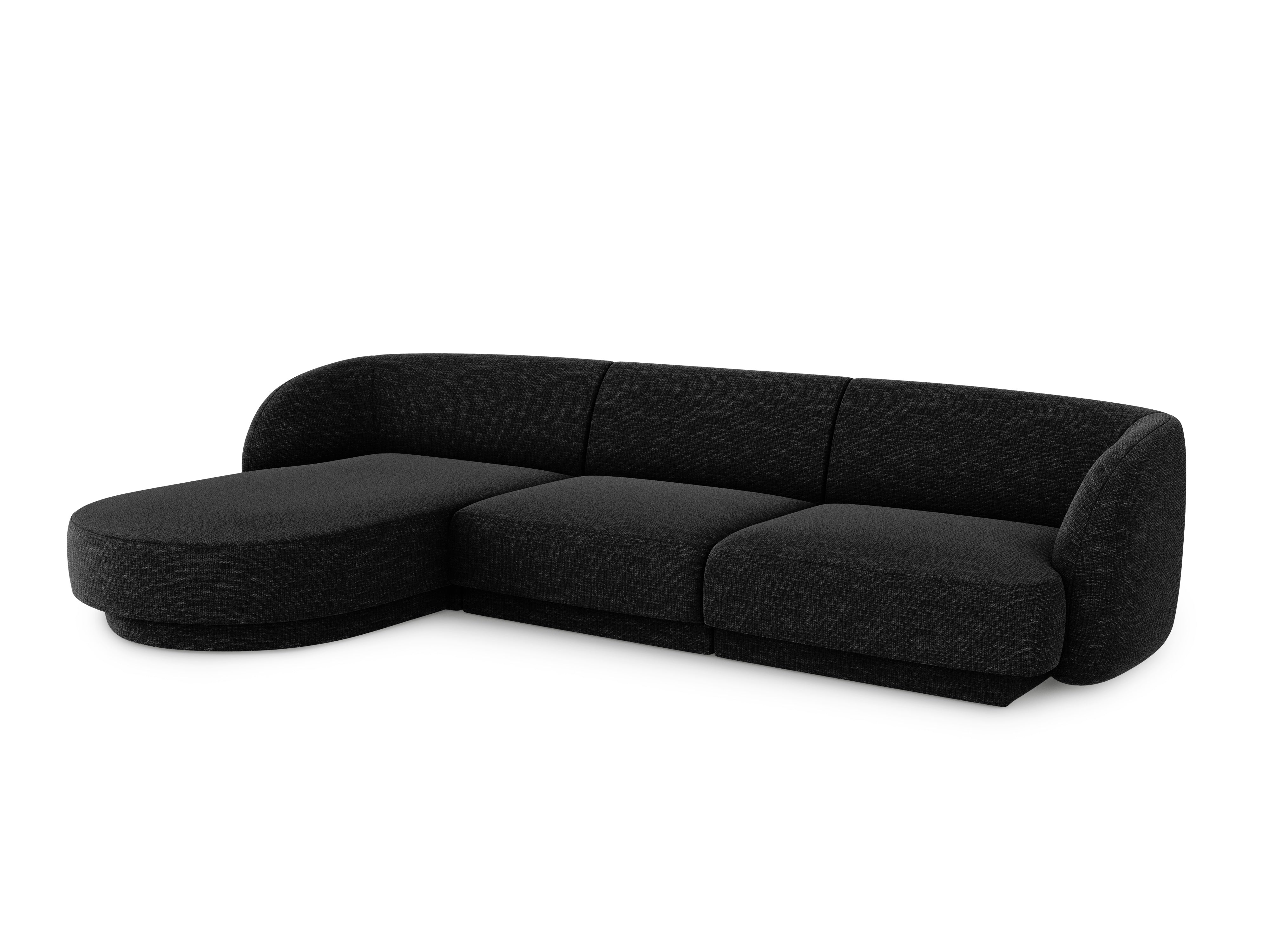 4-seater left-facing corner sofa MILEY black chenille