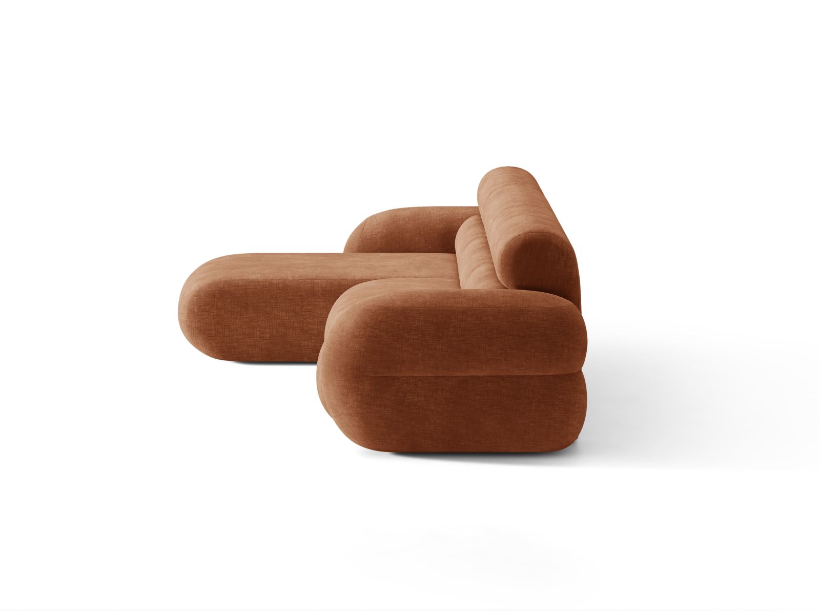 Linker hoekbank NEO in baksteen chenille