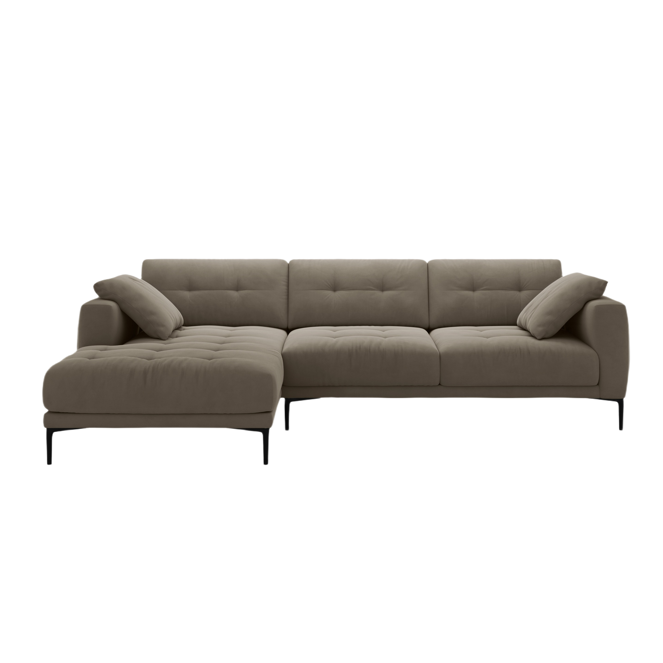 Left-facing velvet corner sofa BEMY gray-brown