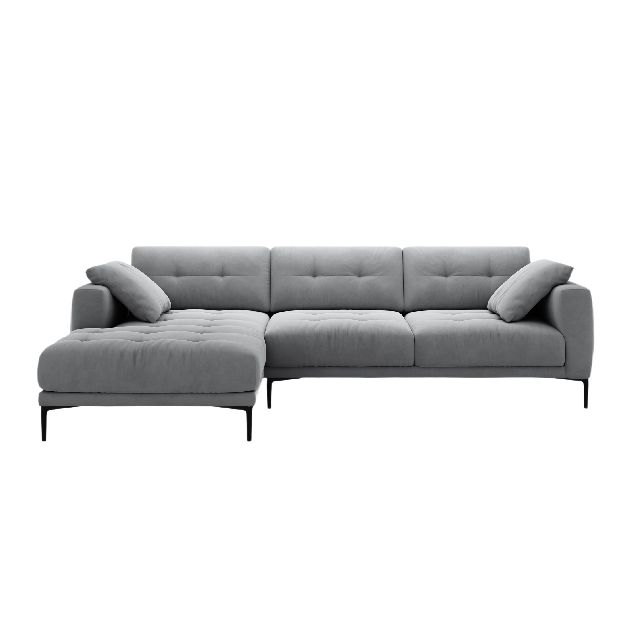 Left-facing velvet corner sofa BEMY gray