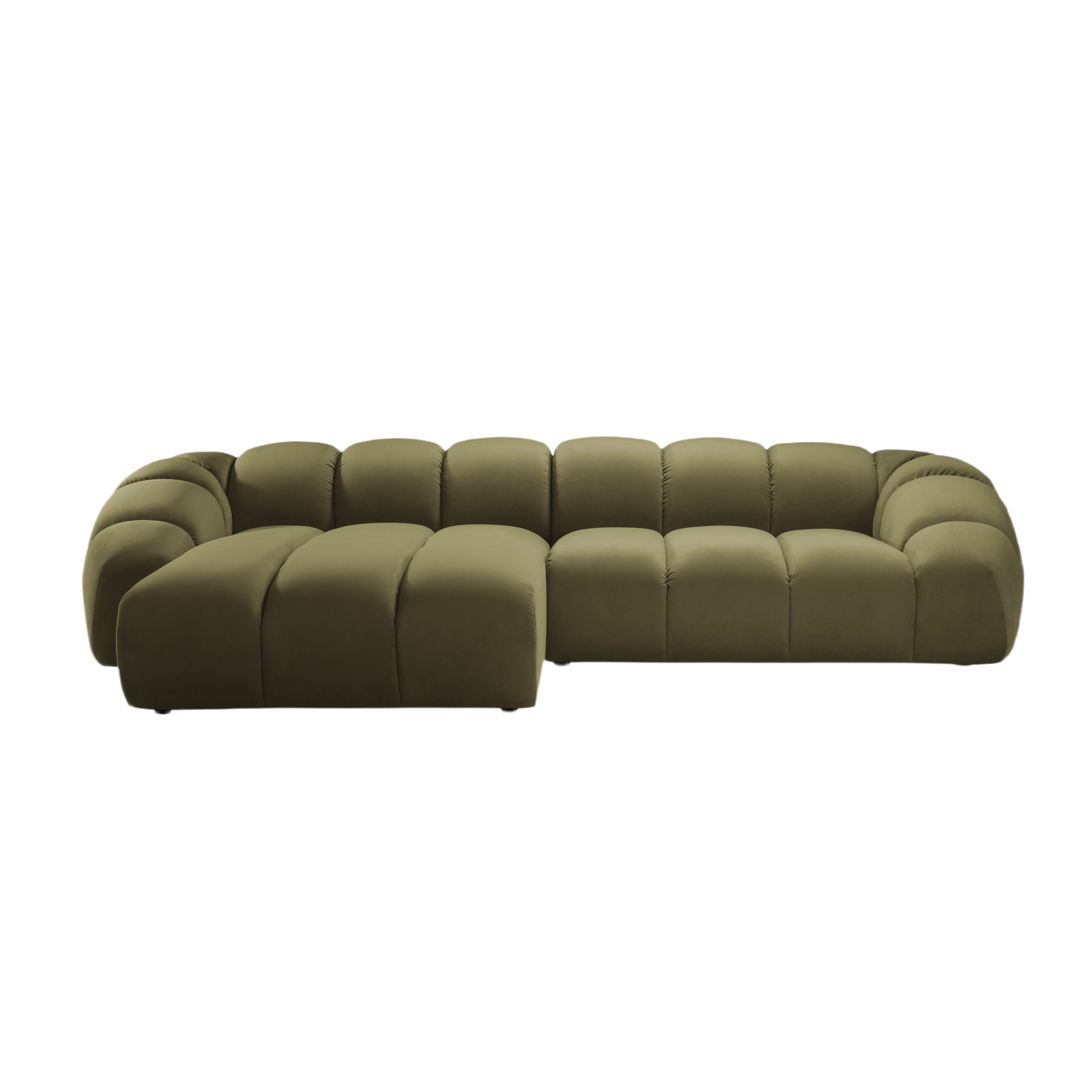 Velvet corner sofa for 4 people, left-sided, DIANA, green