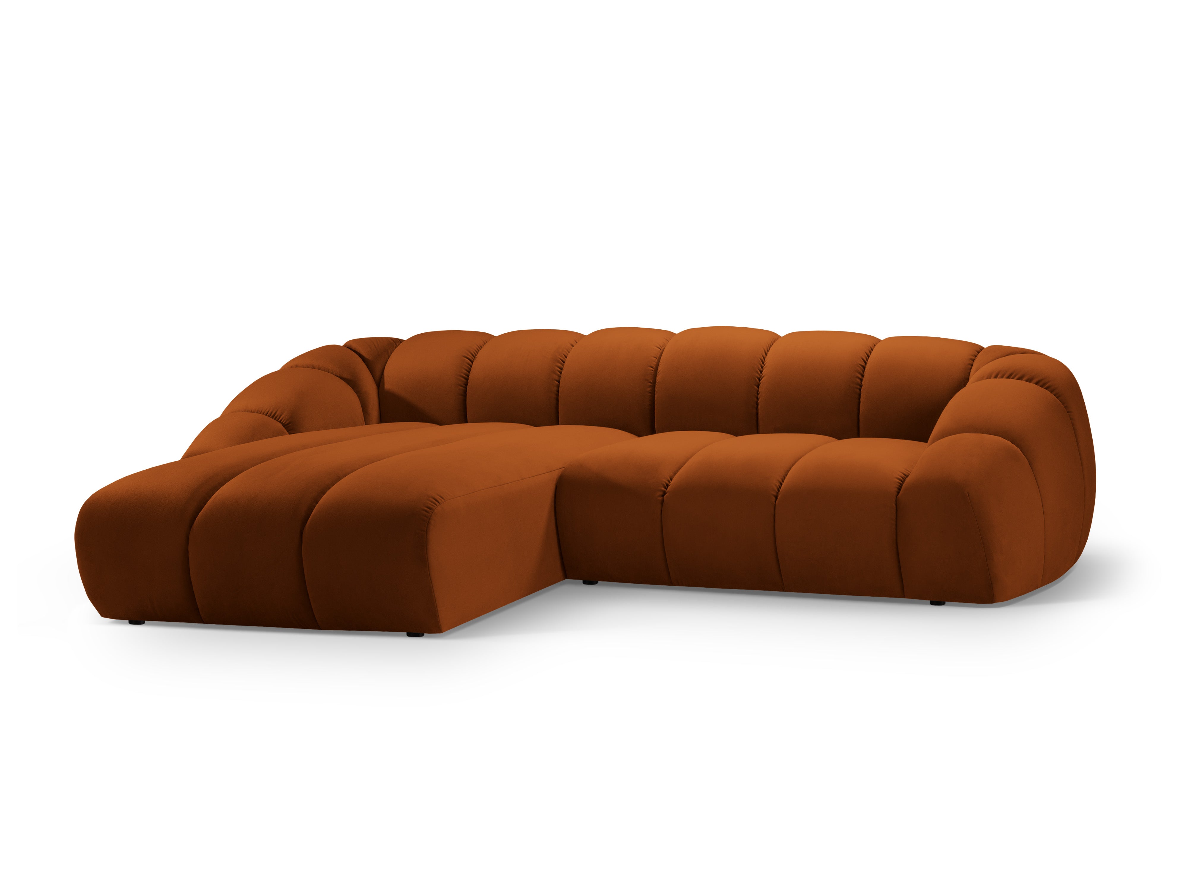 Samt-Ecksofa für 4 Personen links DIANA terracotta