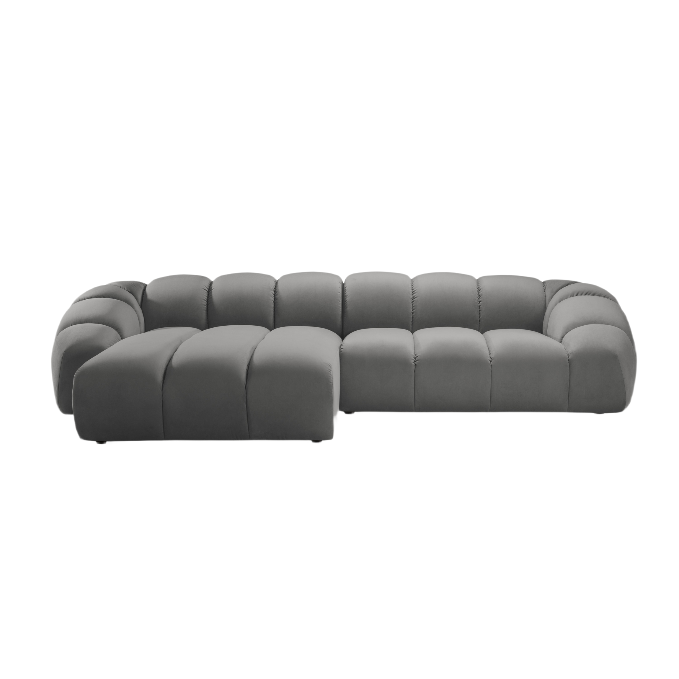 Gray left-facing velvet corner sofa for 4 people DIANA