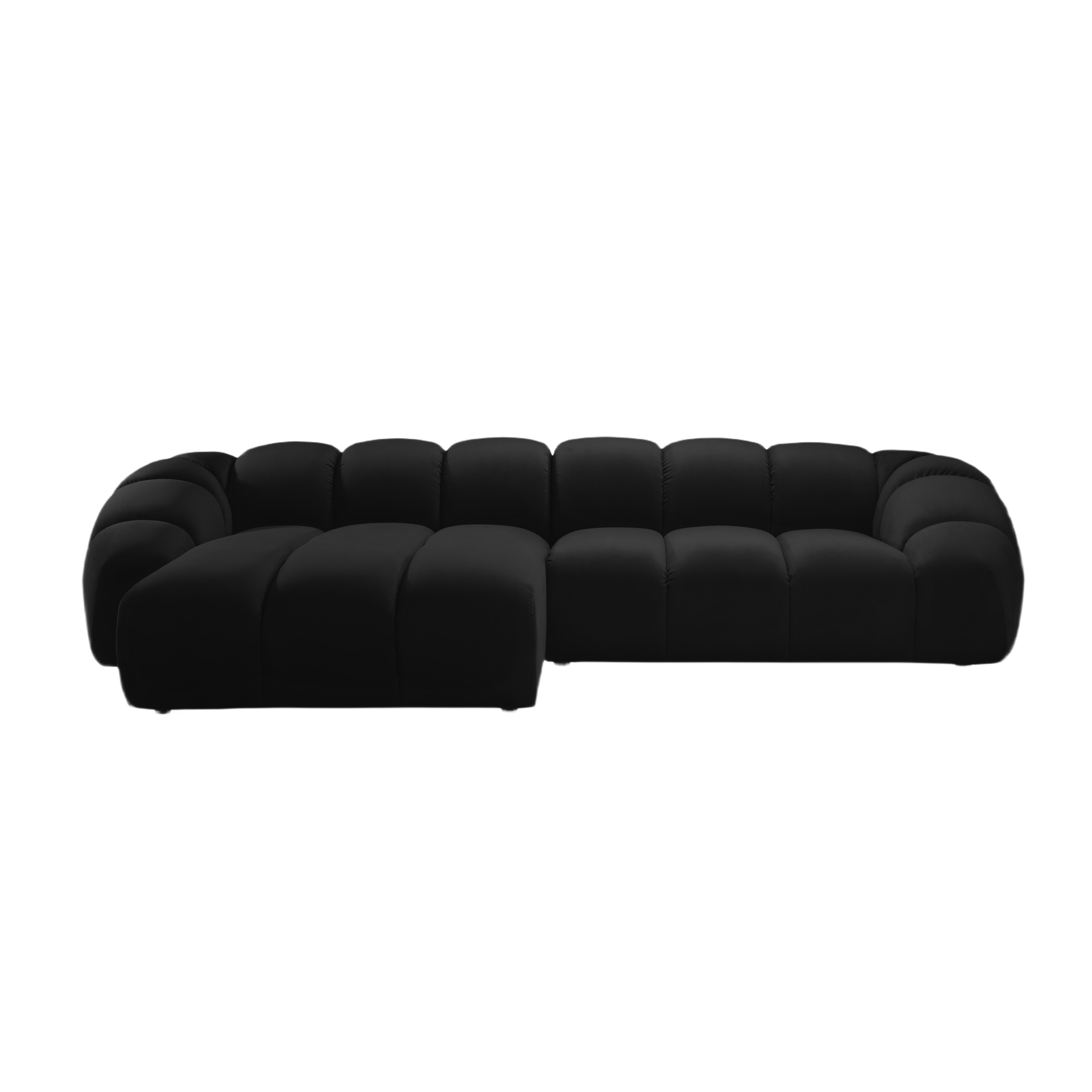 Fluwelen hoekbank voor 4 personen, links, DIANA, zwart