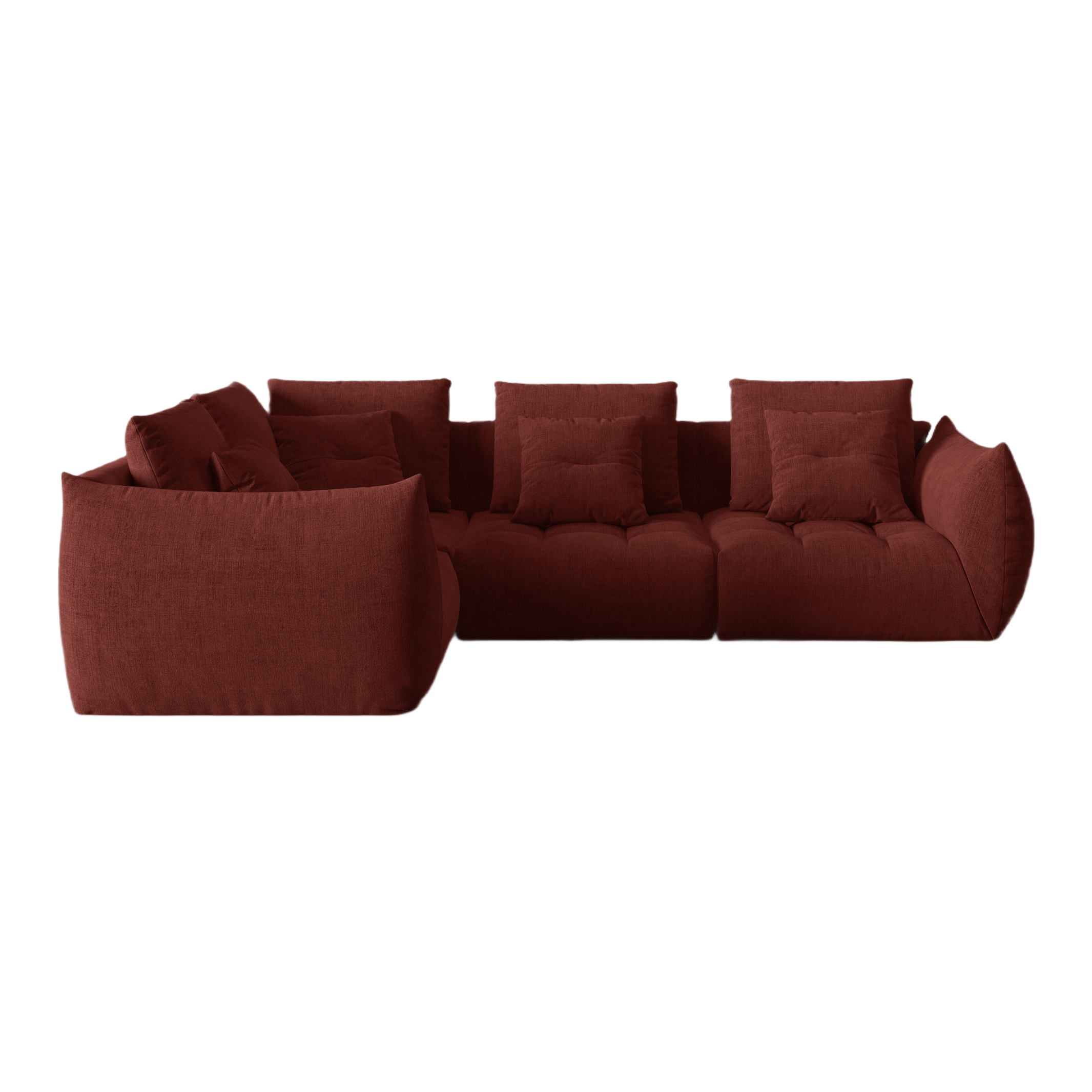Left-facing 3-seater modular sofa BLOOM red chenille