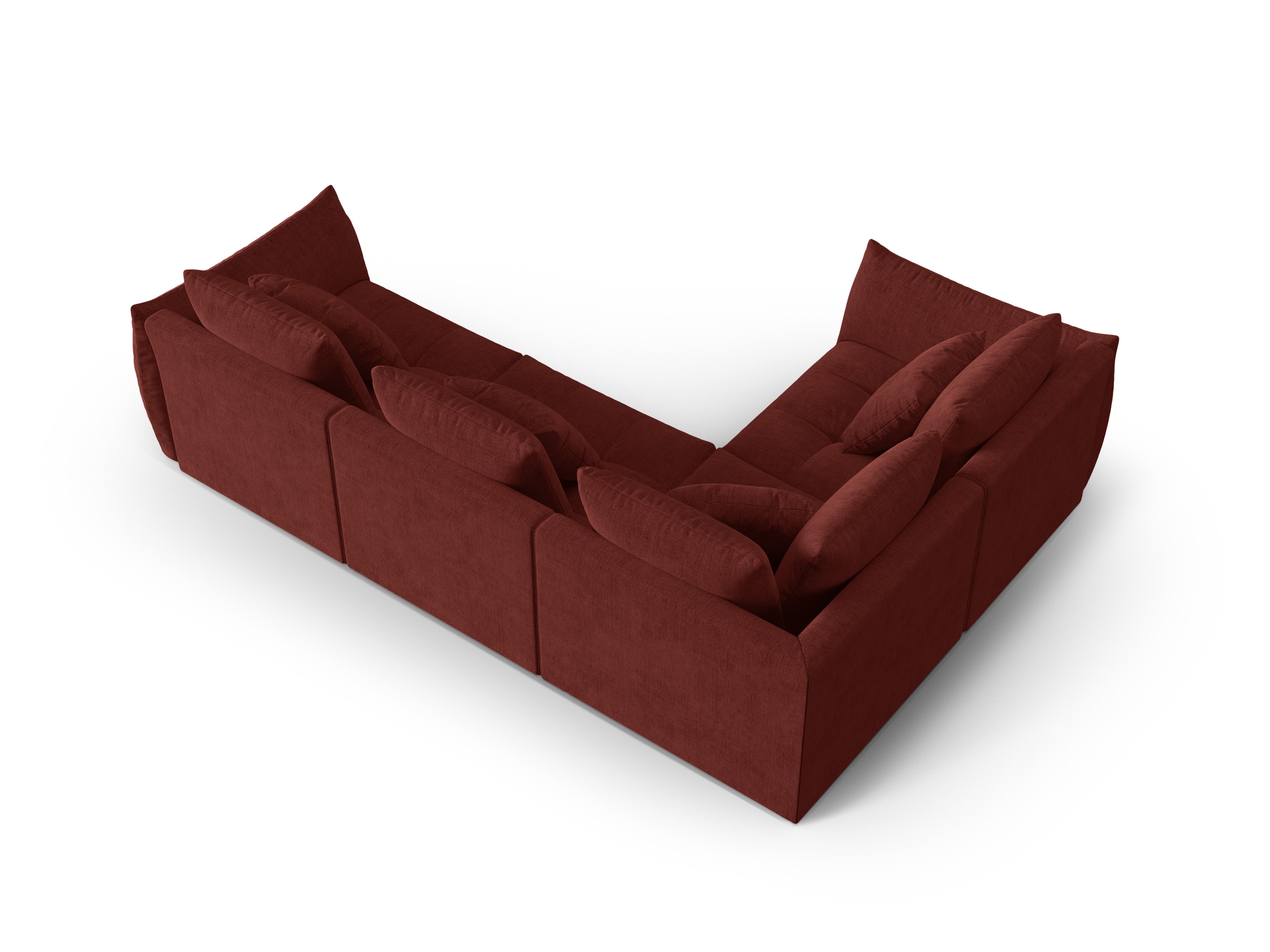 Left-facing 3-seater modular sofa BLOOM red chenille