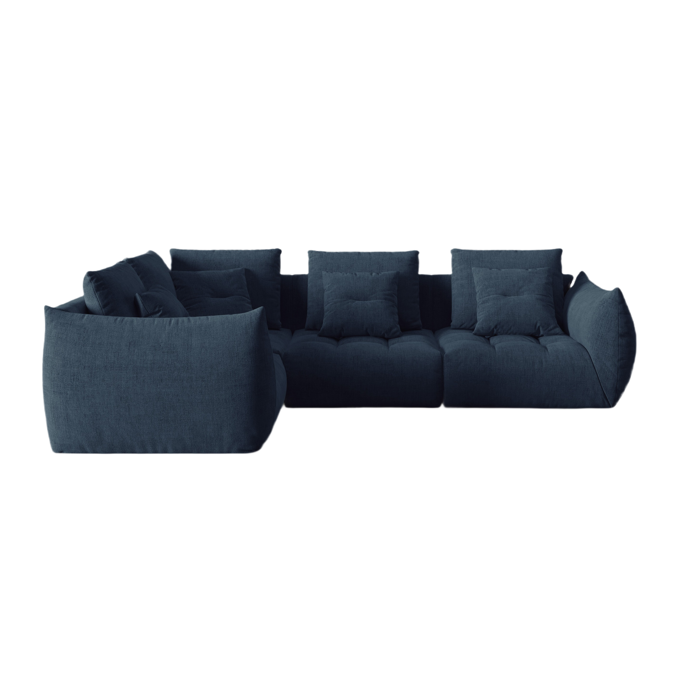 Modulares 3-Sitzer-Ecksofa links BLOOM in marineblauem Chenille