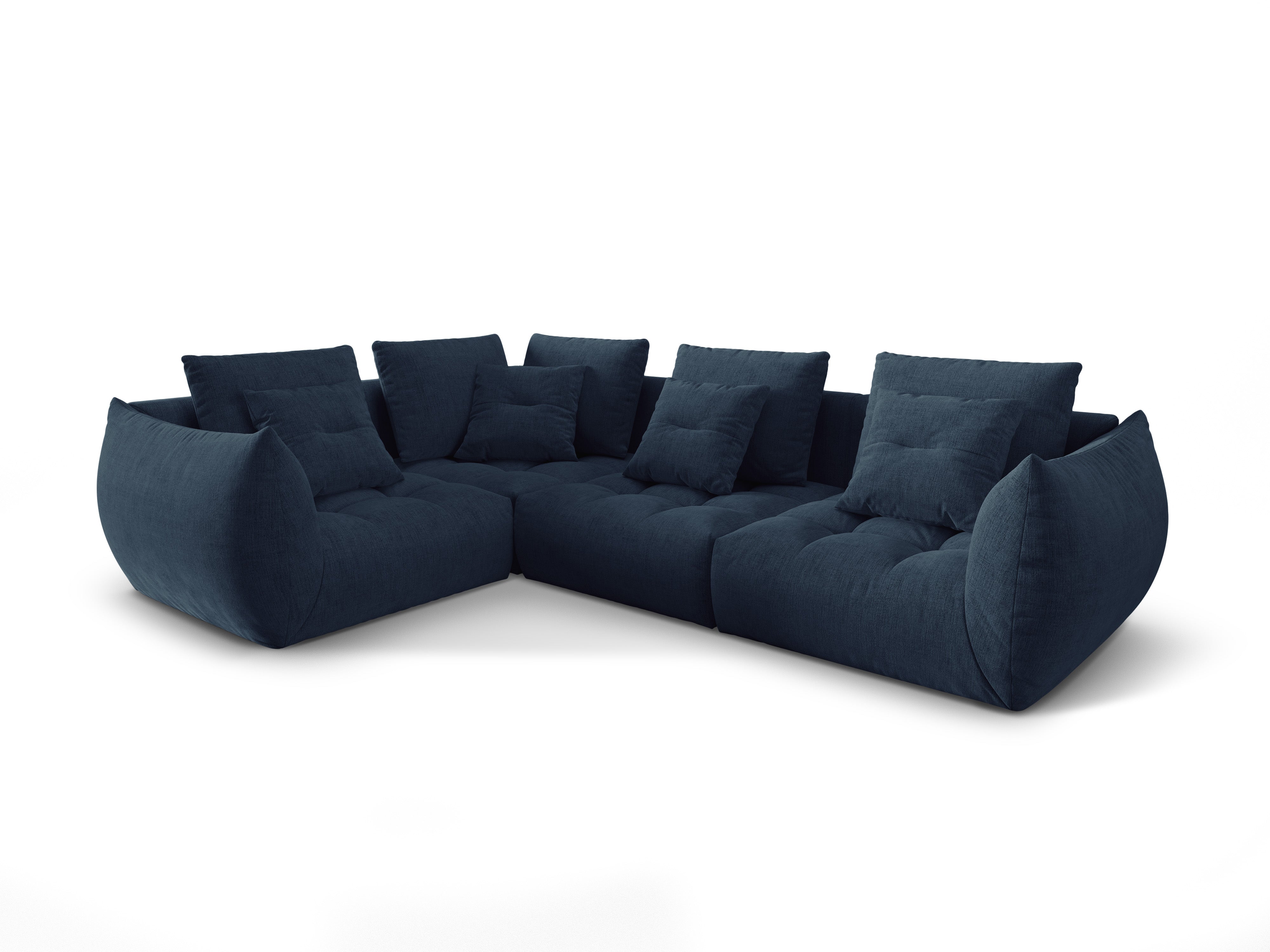 Modulares 3-Sitzer-Ecksofa links BLOOM in marineblauem Chenille
