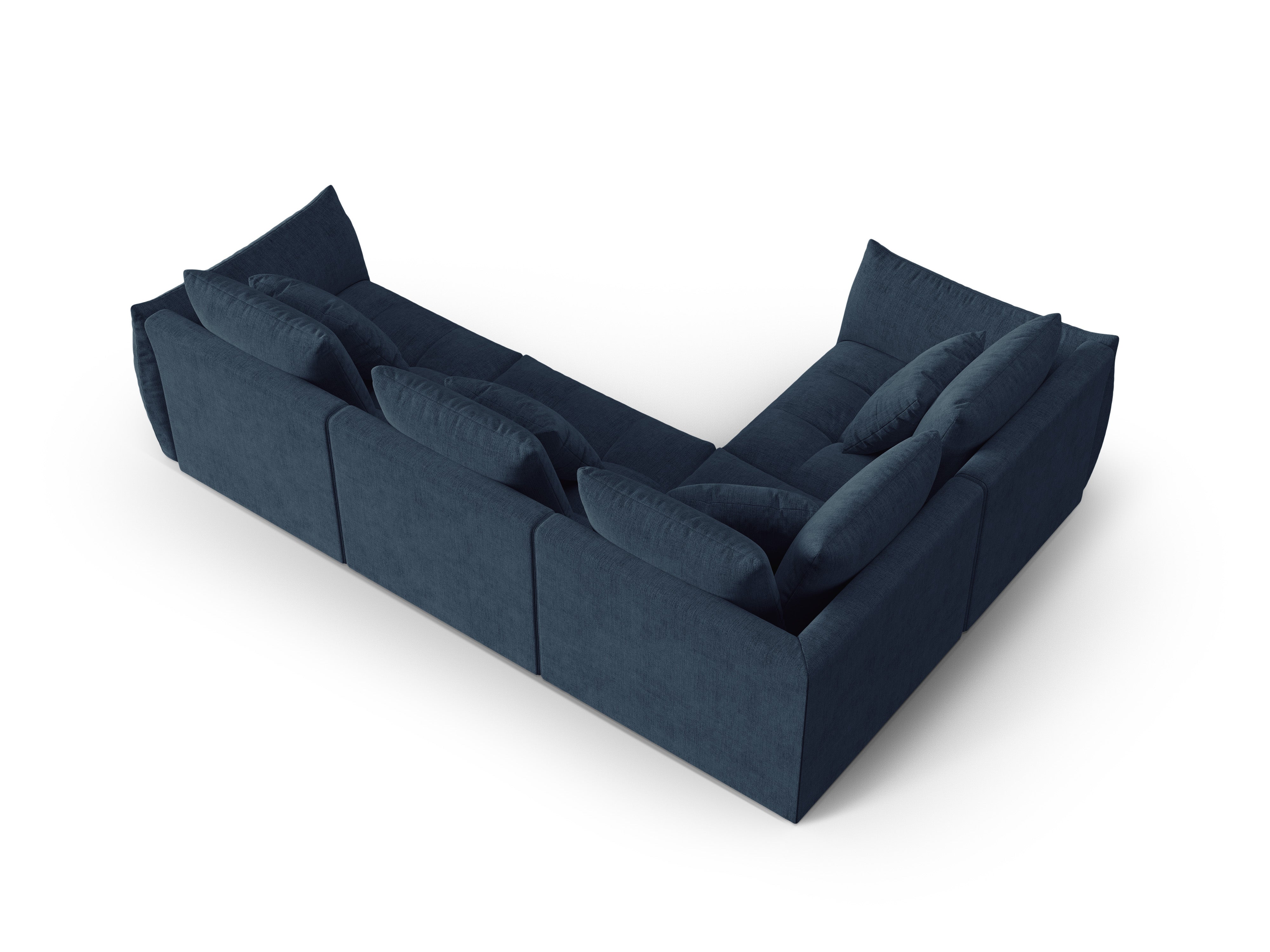 Modulares 3-Sitzer-Ecksofa links BLOOM in marineblauem Chenille