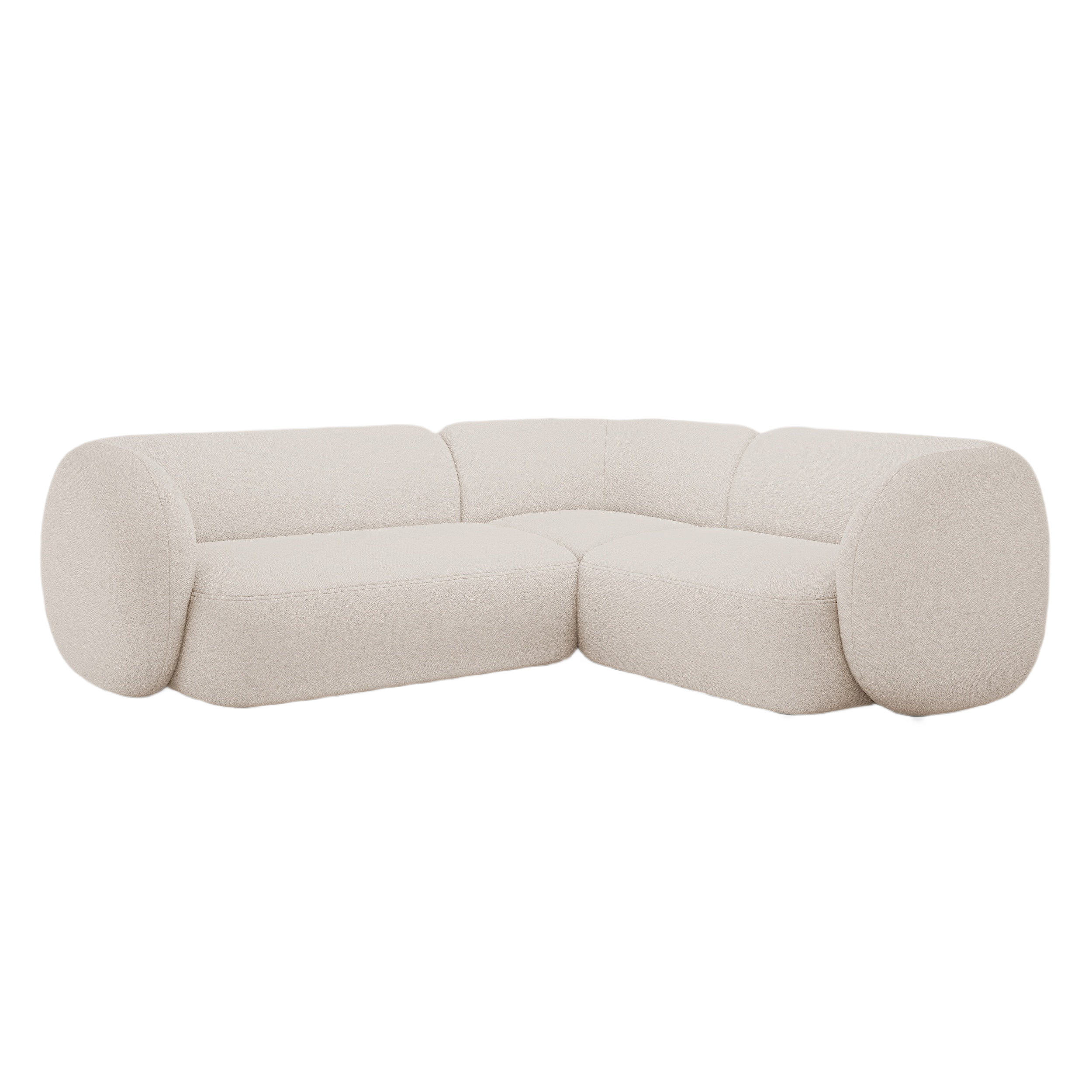 Right-facing 4-seater sofa KATE beige boucle
