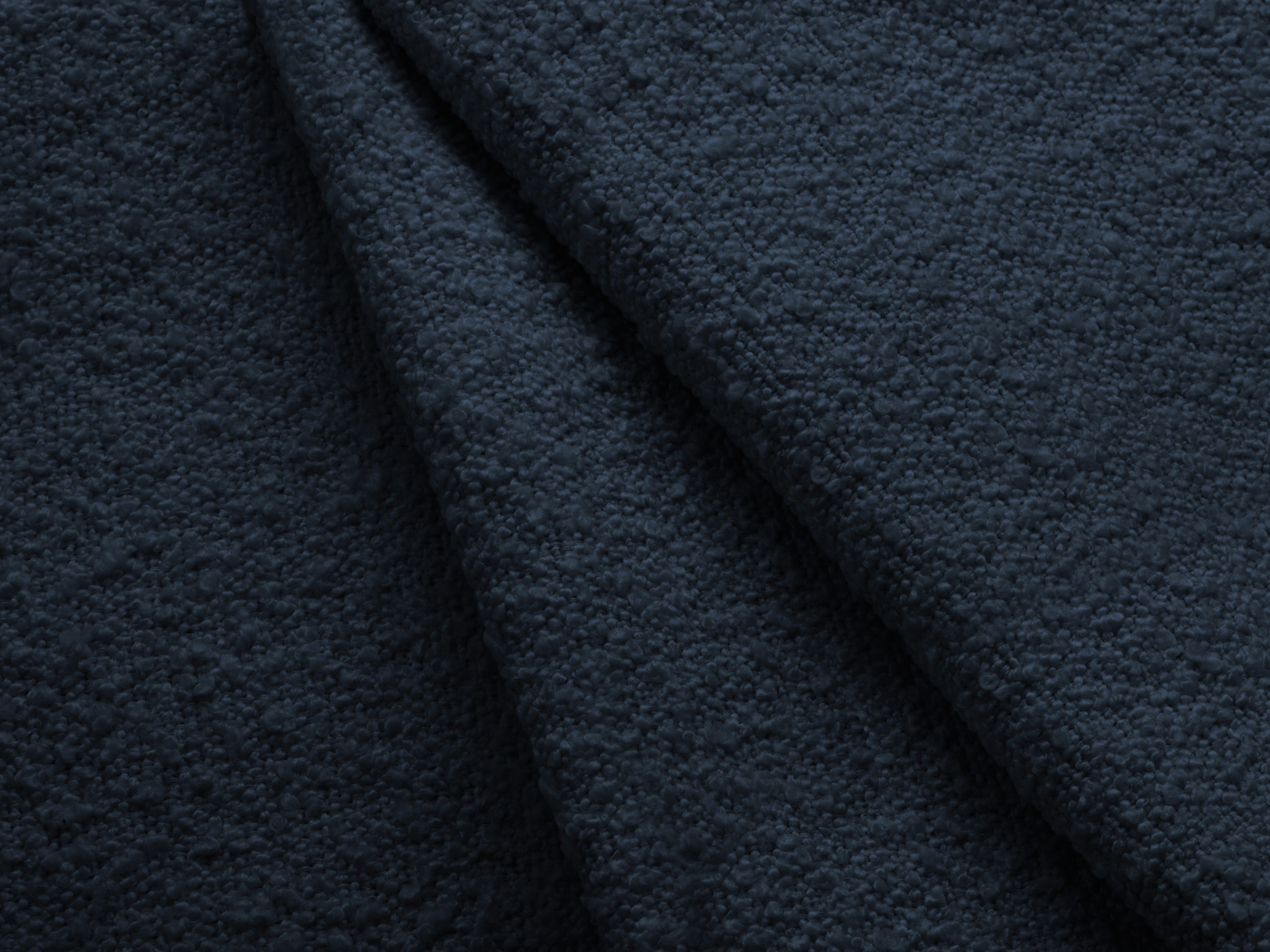 Rechthoekige 4-persoons hoekbank KATE in marineblauwe boucle