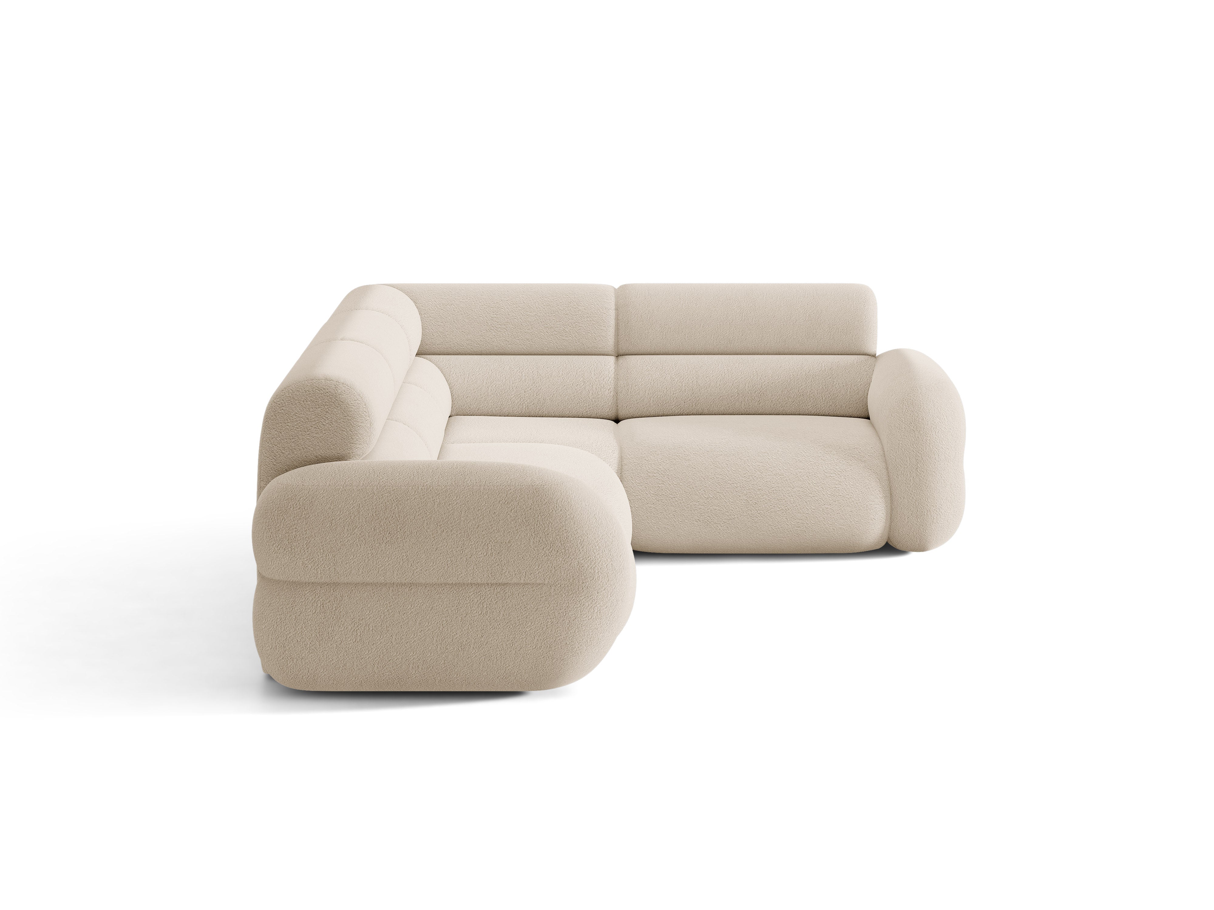 Rechthoekige L-bank rechts NEO beige boucle
