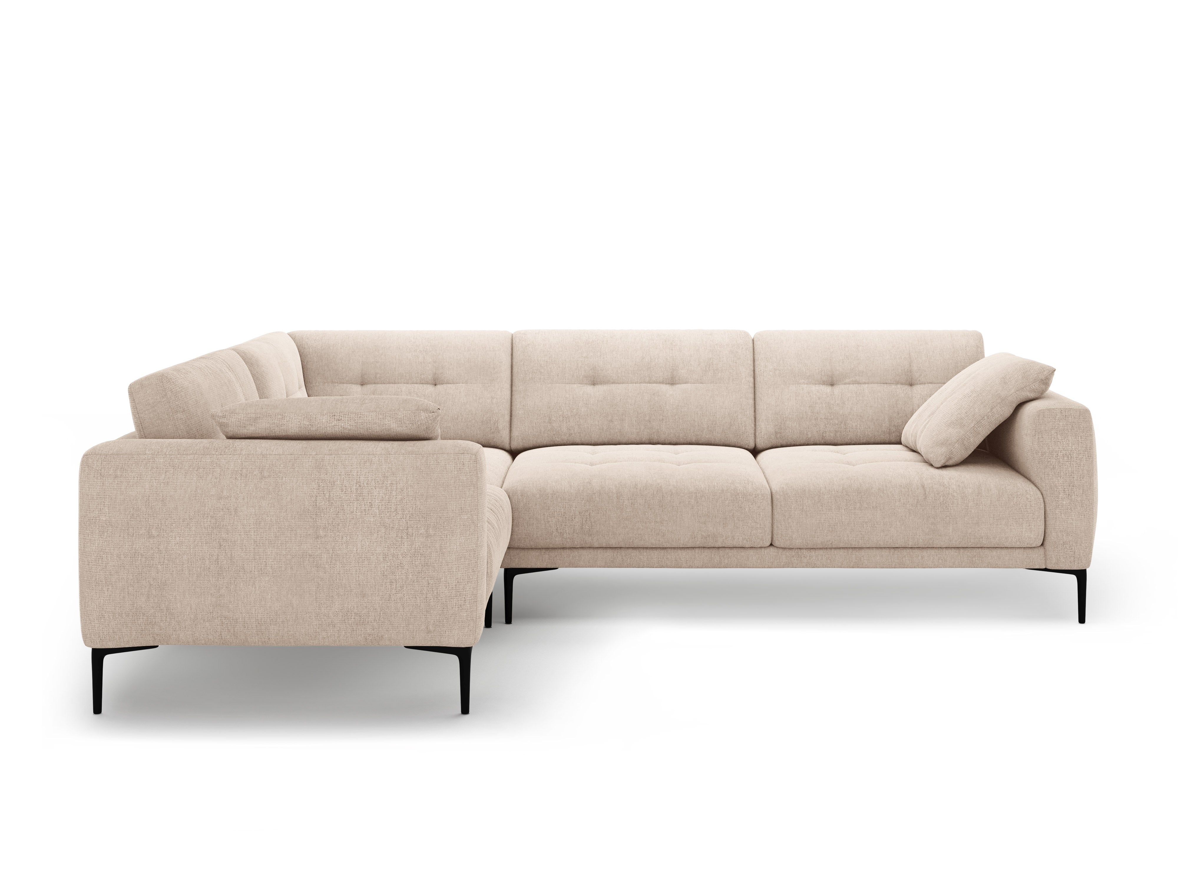 Left-facing L-shaped corner sofa BEMY in sandy chenille
