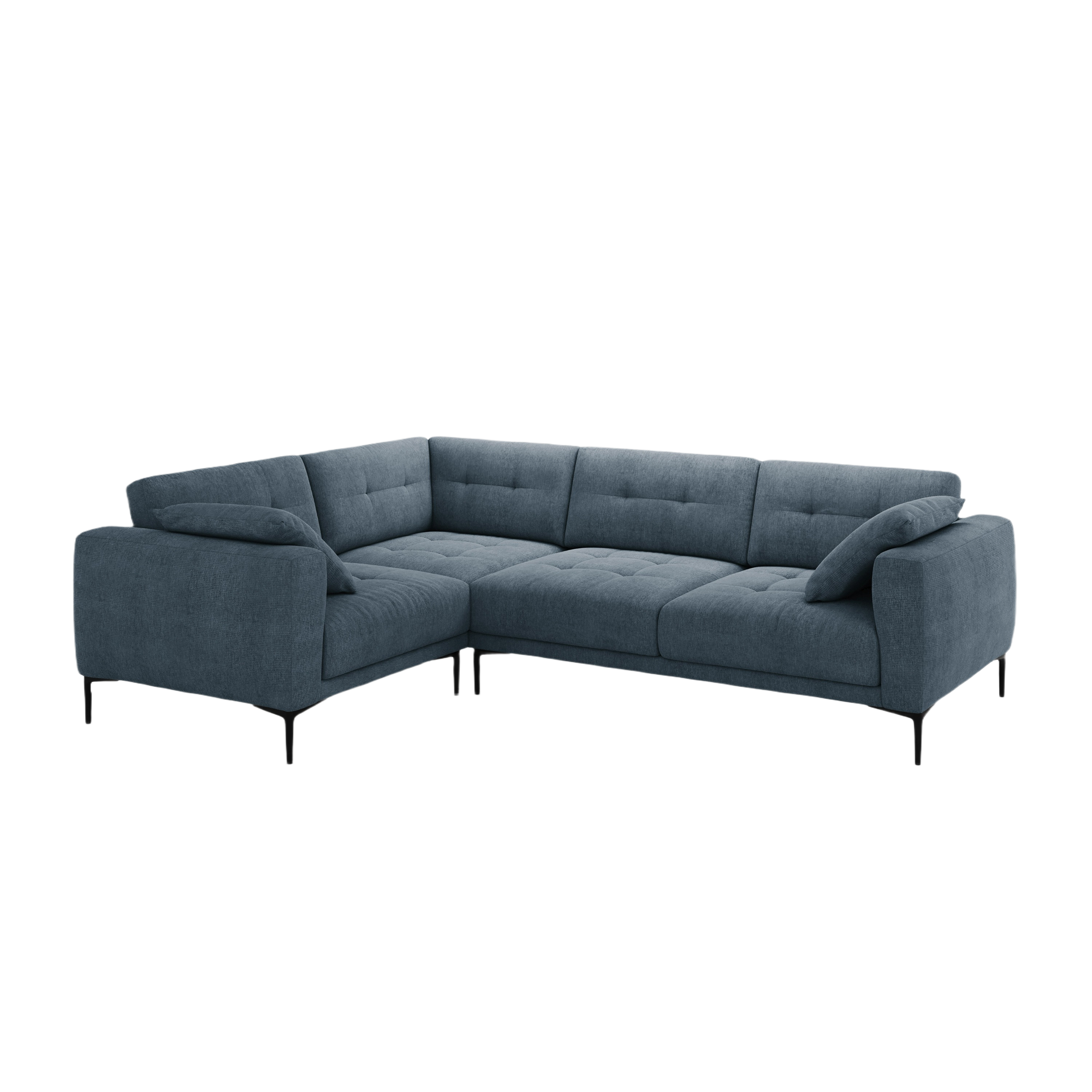 Linke L-förmige Couch BEMY in dunkelblauem Chenille
