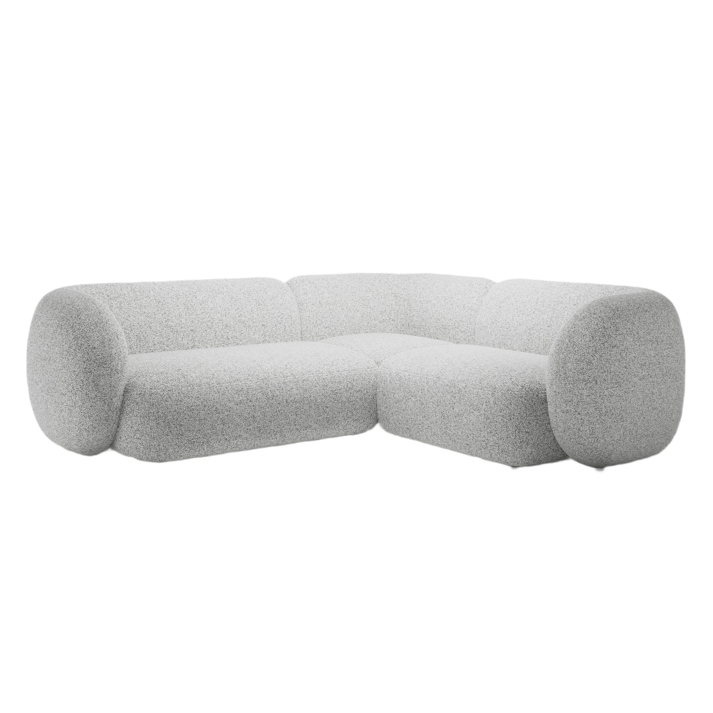 Rechthoekige hoekbank voor 4 personen KATE lichtgrijs gemêleerd