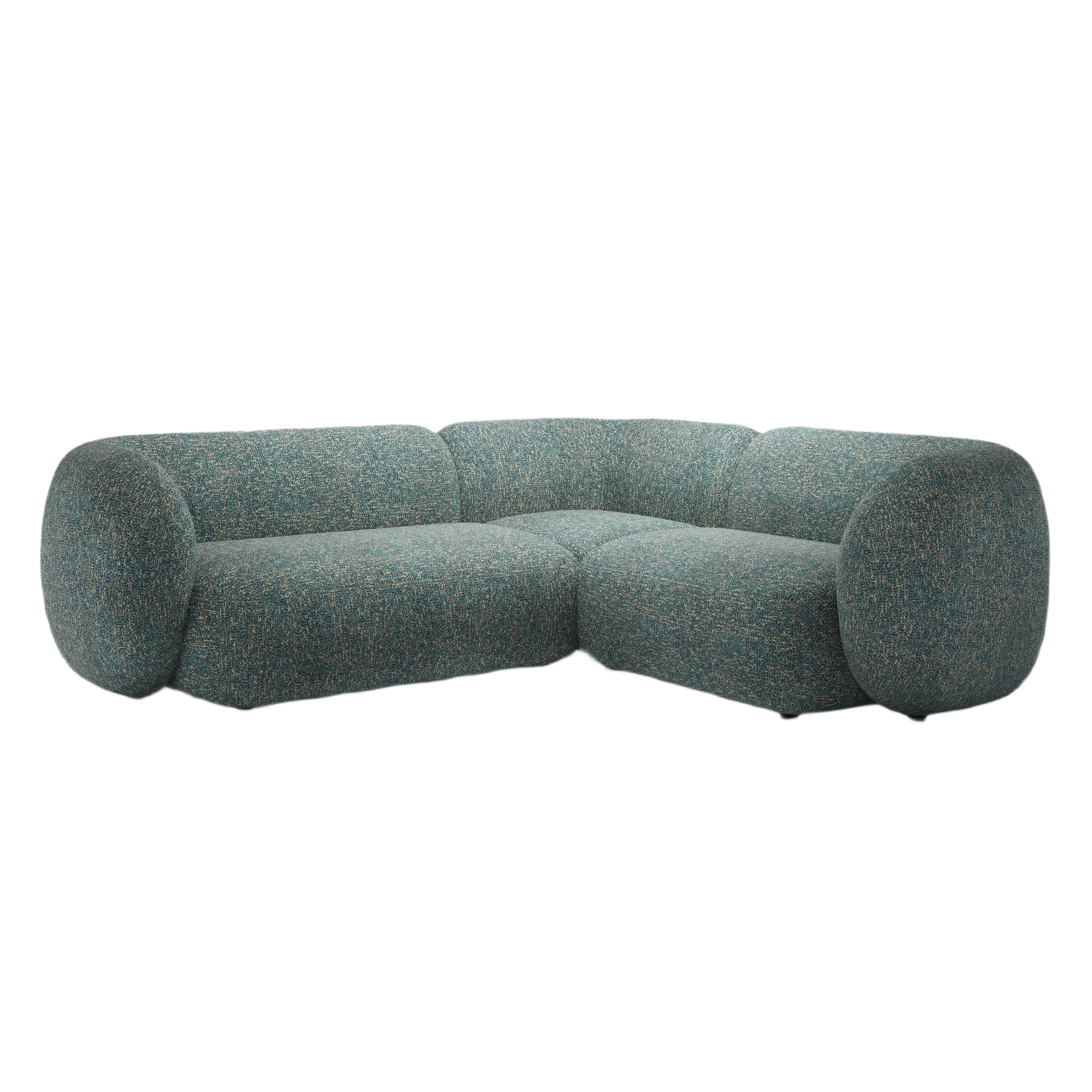 Right-facing 4-seater corner sofa KATE blue mélange