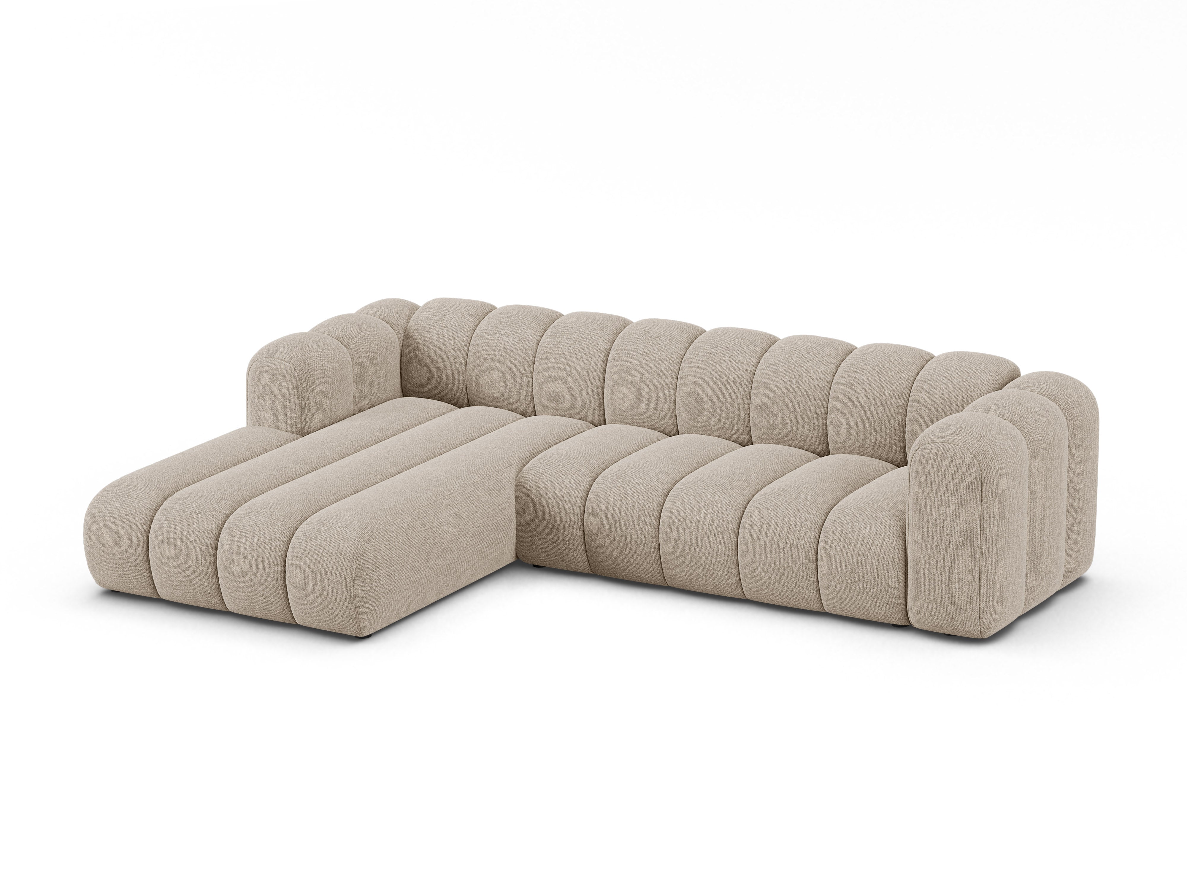 Beige LUPINE linksdraaiende 4-persoons hoekbank van szenil
